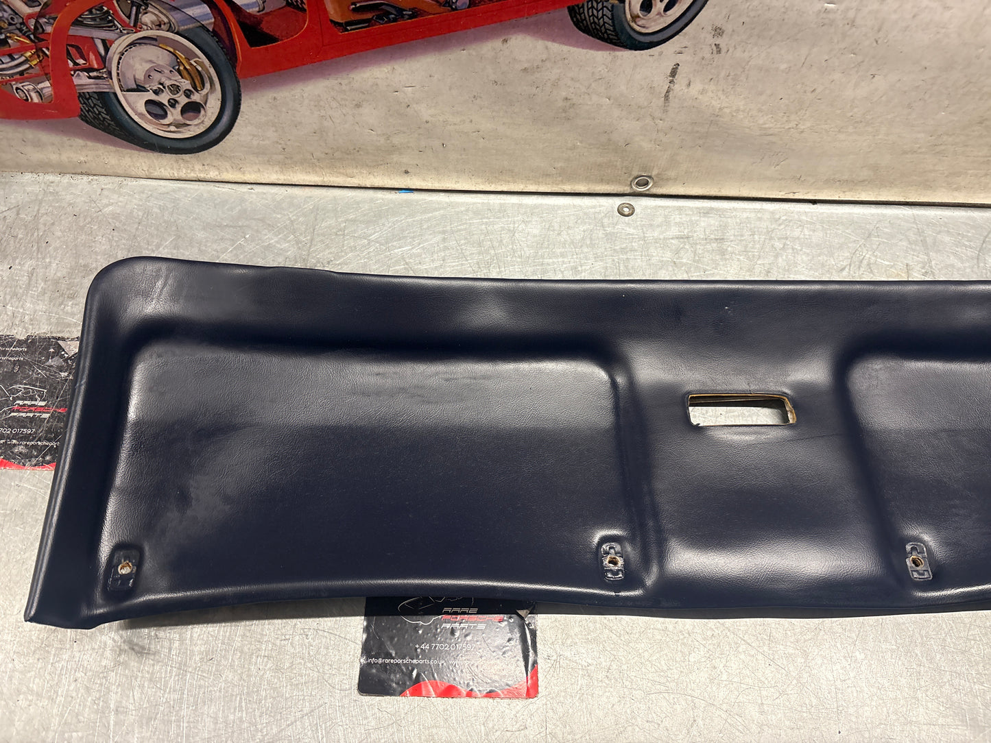 Porsche 928 sunroof mechanism cover trim, used, blue 92855552702
