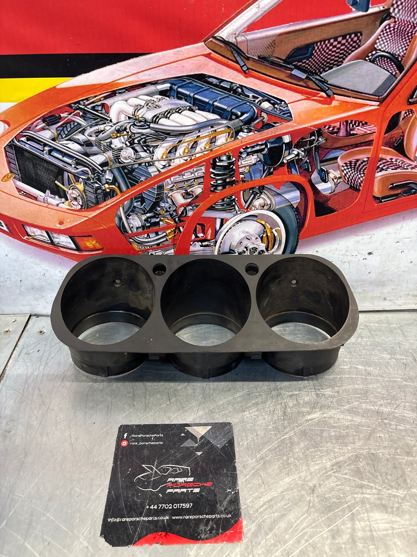 Porsche 924S dash binnacle dial panel speedo surround 477857283 black, without high beam hole, used