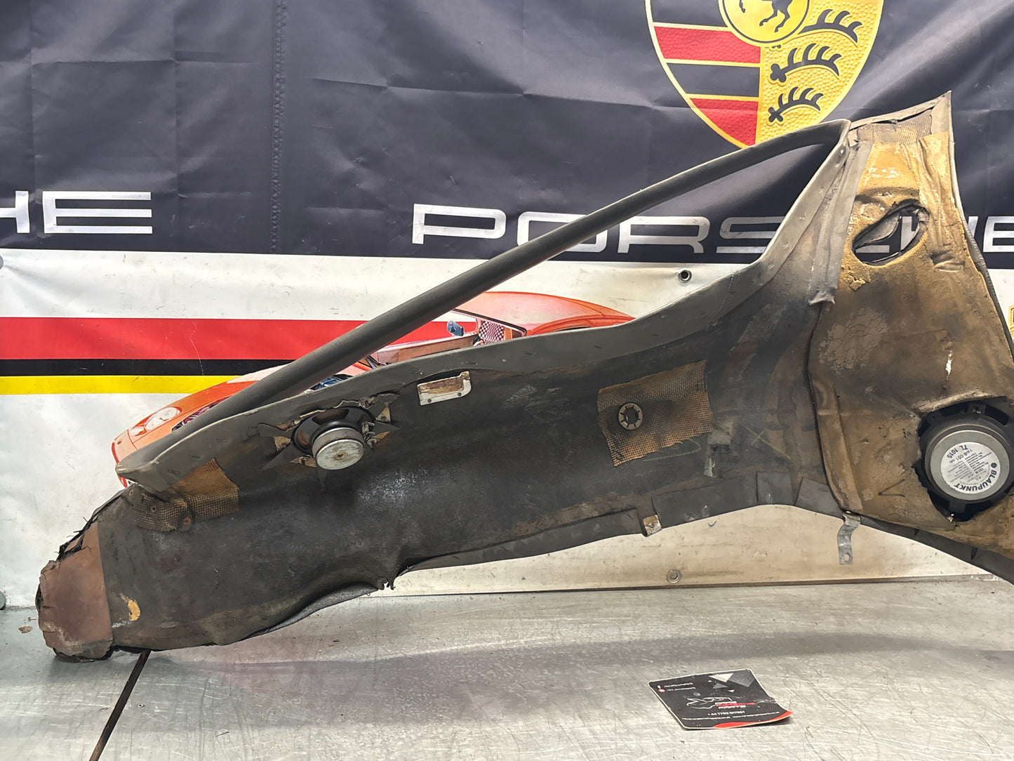 Porsche 928 right side lower side trim panel, grey used 92855502257