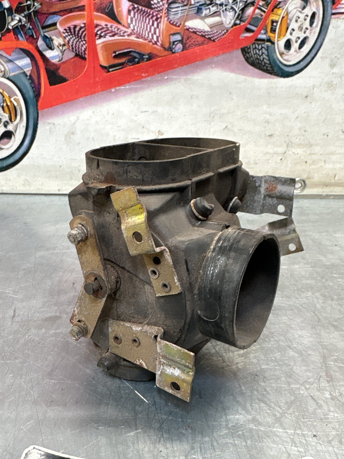 Porsche 914 front left air control box, 91457114910 Used
