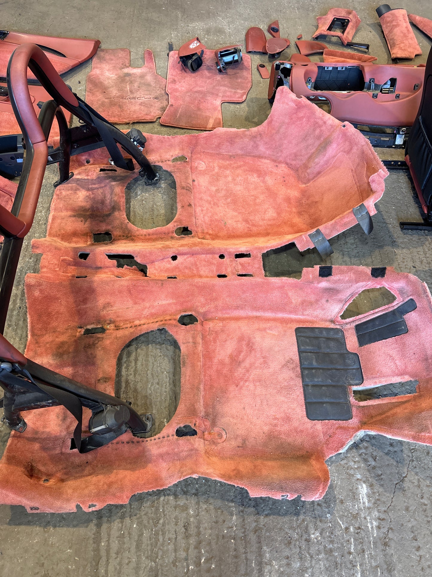 Porsche Boxster 986 complete red interior with Wingback sport seats, used, RHD car