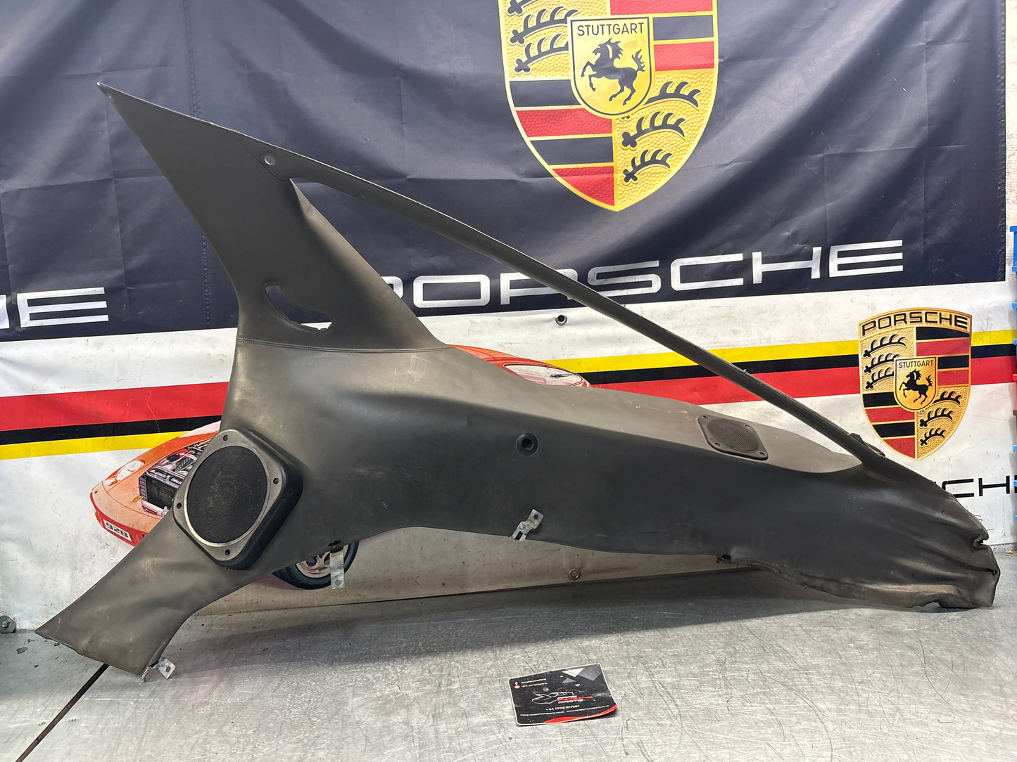 Porsche 928 right side lower side trim panel, grey used 92855502257