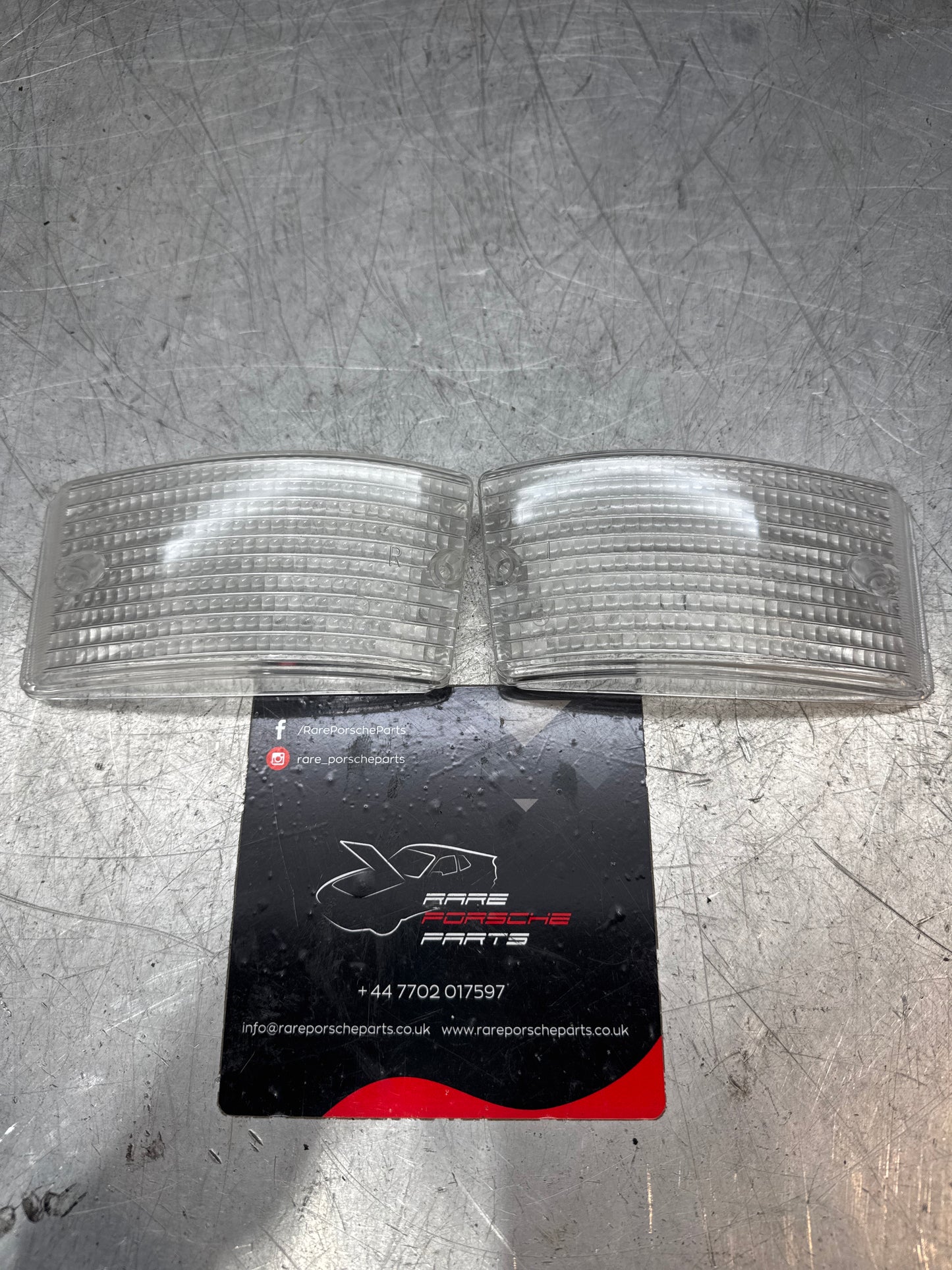 Porsche 924 944 Turn signal indicator lens 2x , front tinted, 477953161B 477953162B smoked