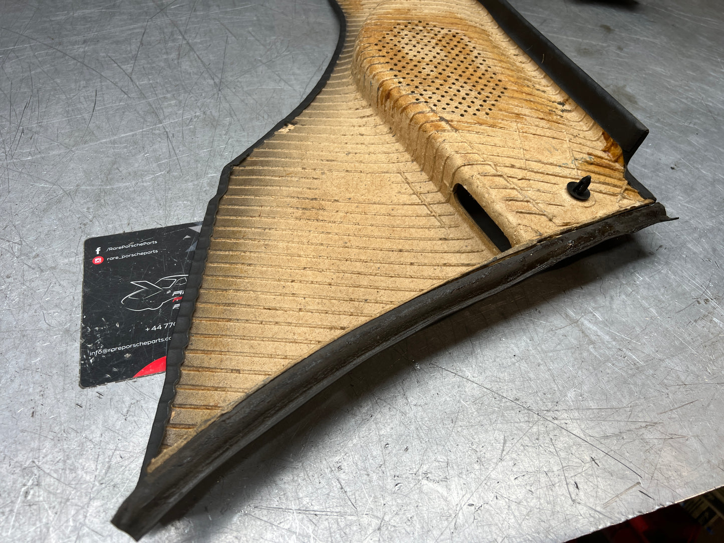 Porsche 944 black rear interior C Post trim card right side. Quarter panel trim used 944555022