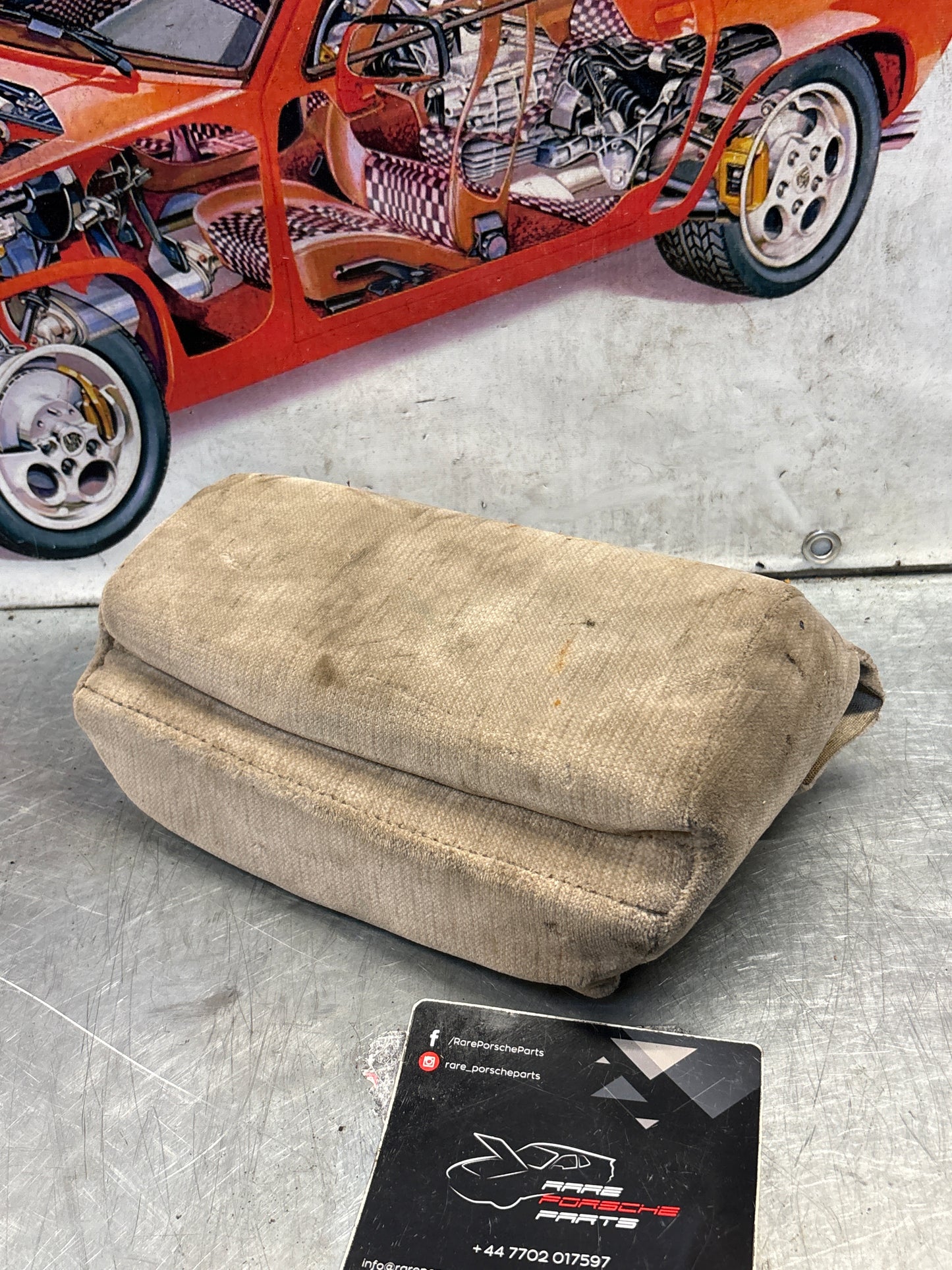 Porsche 928 rear right seat centre cushion, carpeted beige pinstripe, used 92852208851