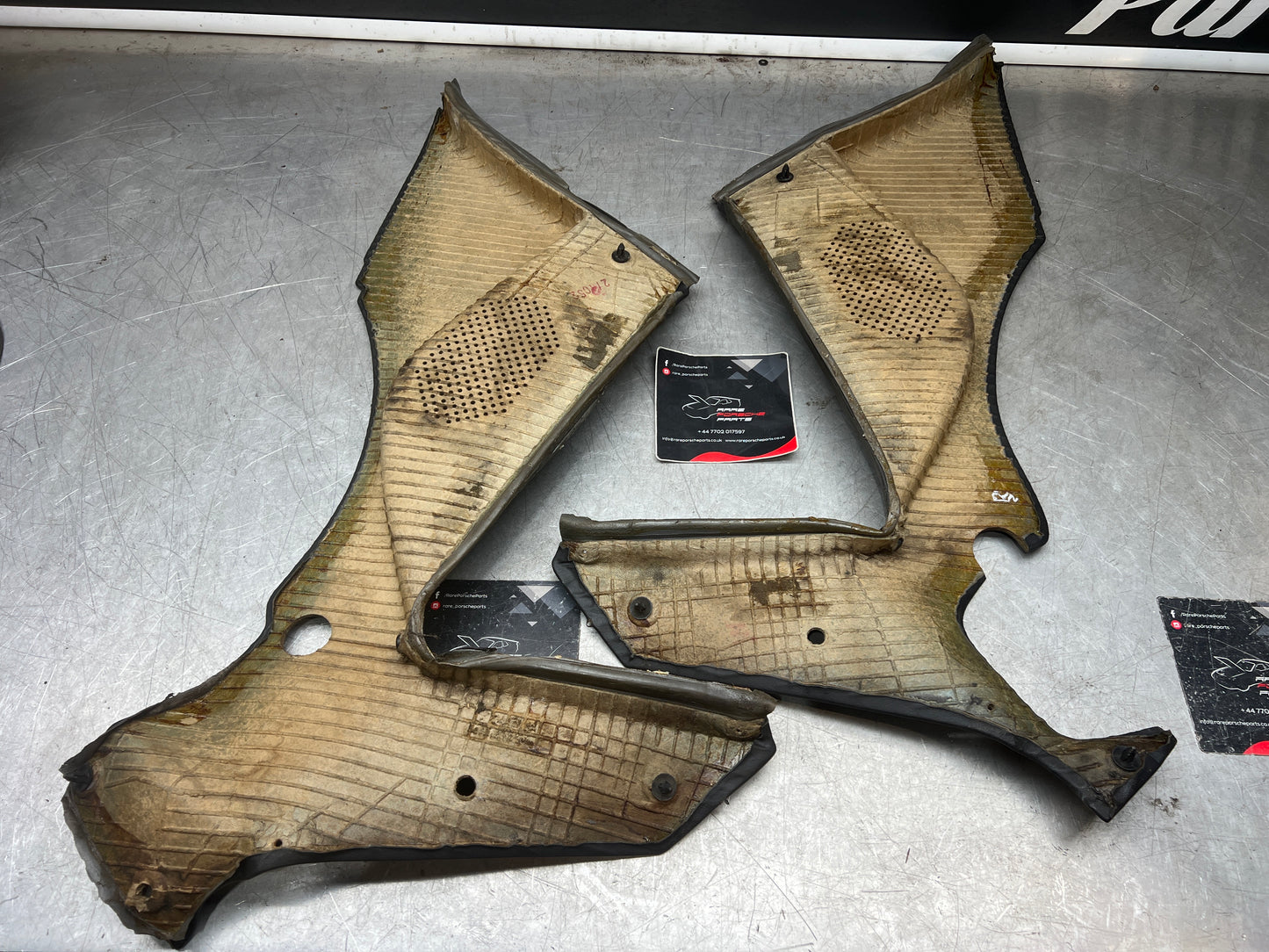 Porsche 944 black rear interior C Post trims/cards. Quarter panel trim used 944555021 944555022