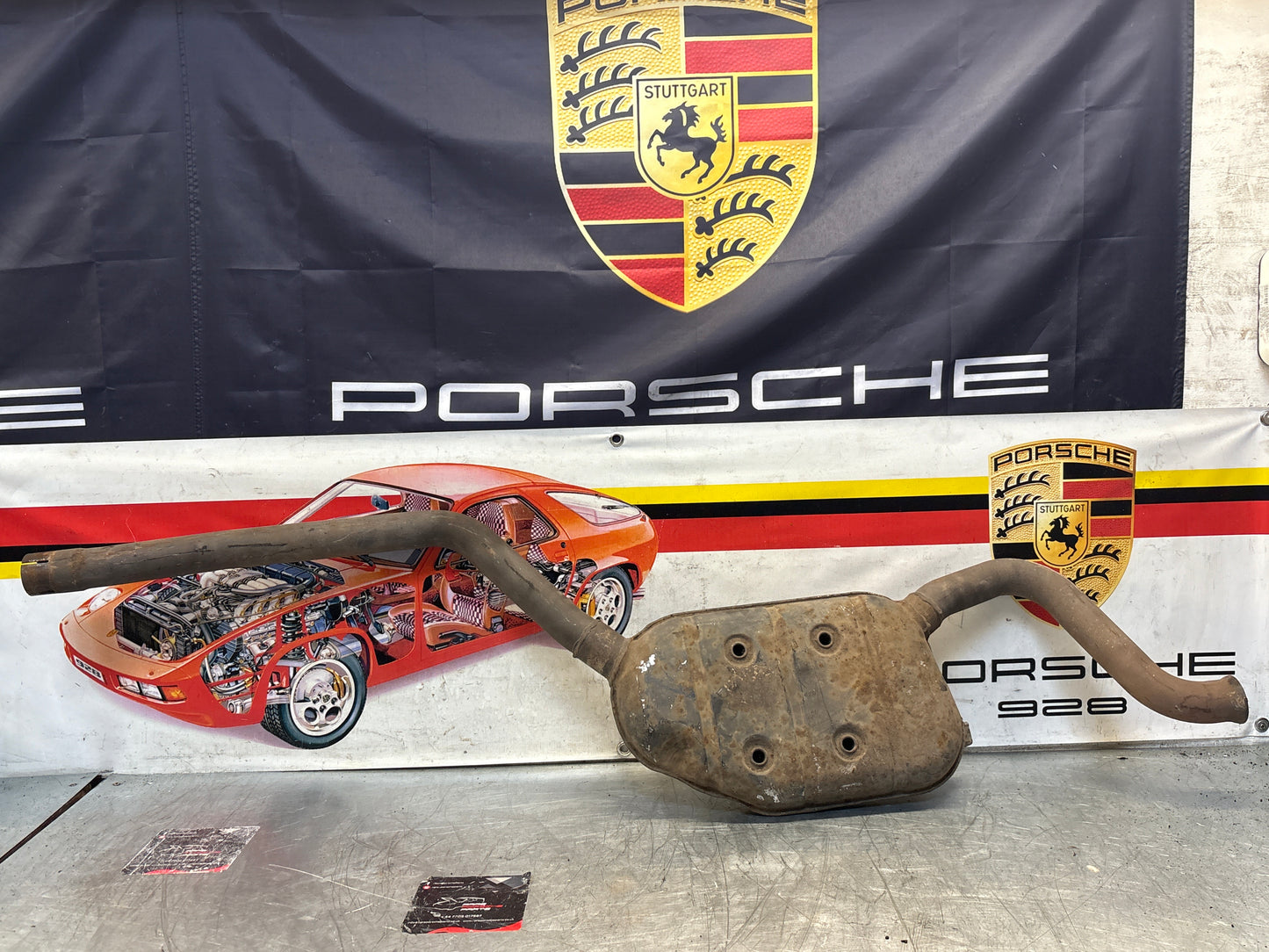Porsche 928 Left side silencer, used 92811109301
