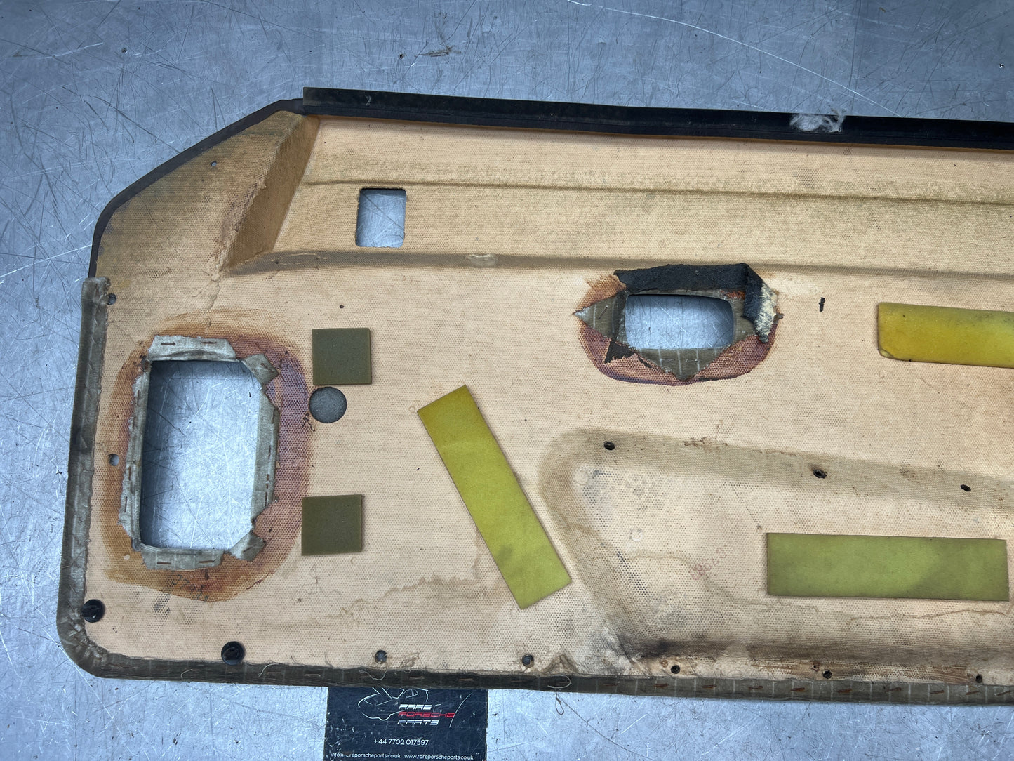 Porsche 924/944 early Porsche brown / white pinstripe door card used condition left side, Rhd, 478867011