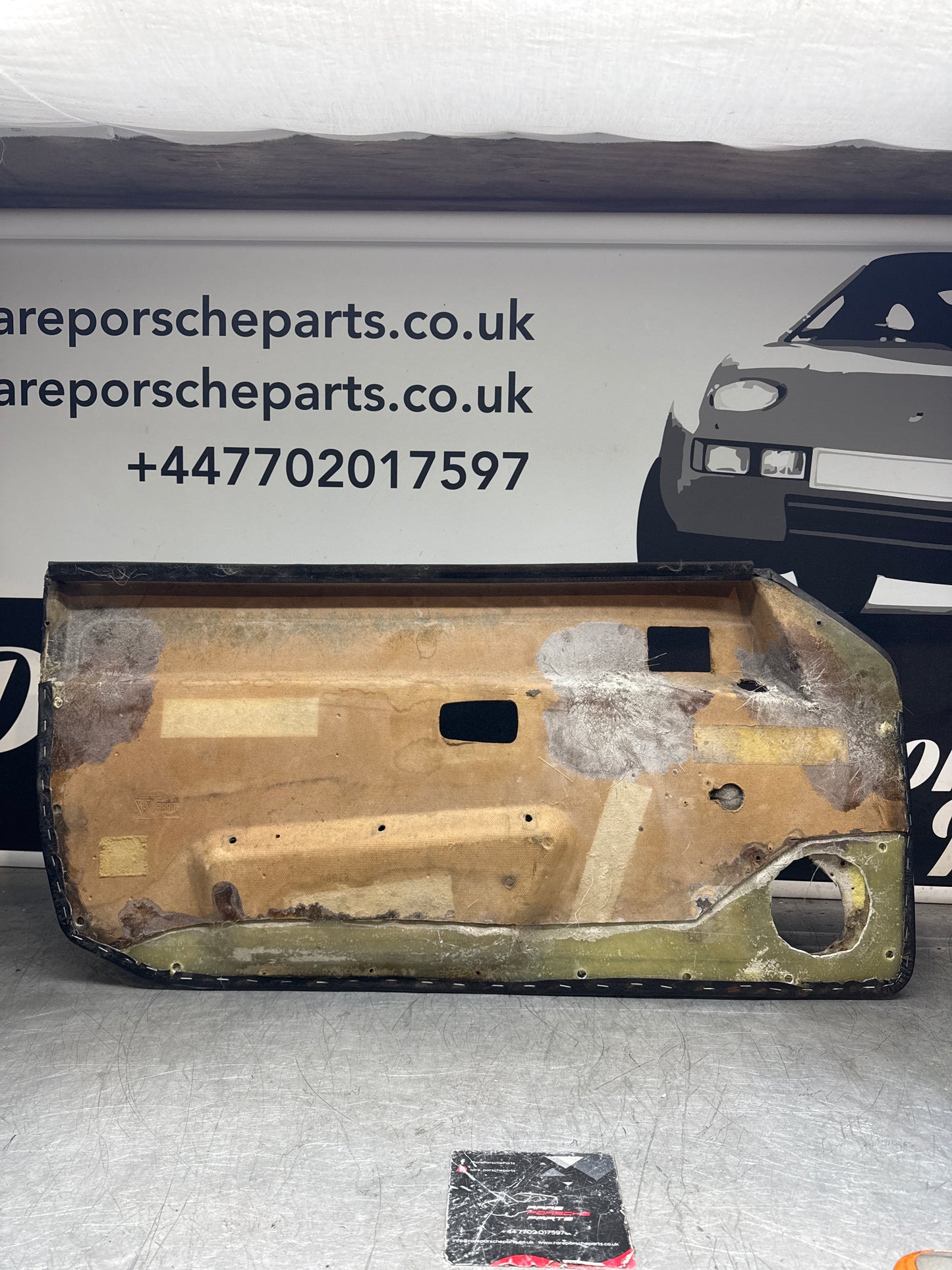 Porsche 924/944 early Porsche scripted door card used right side, Rhd, Fibreglass repaired 478867012