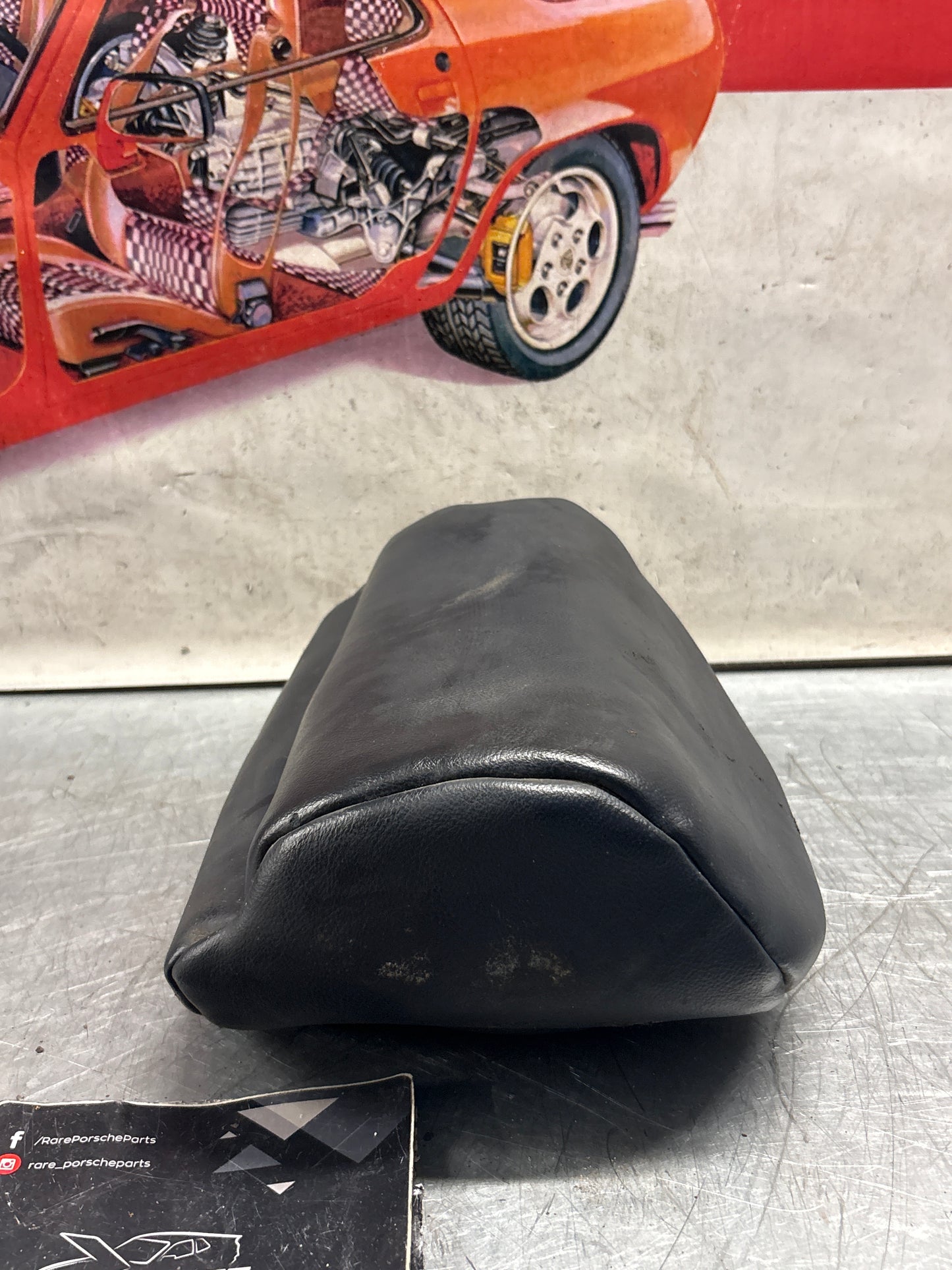 Porsche 928 rear right seat centre cushion, leather, blue, used 92852208851