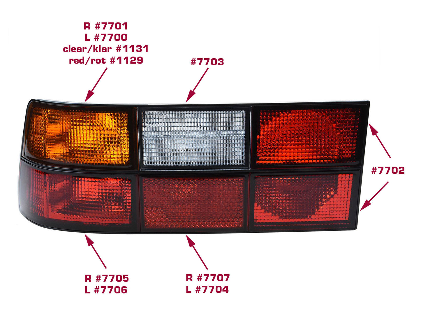 Fendinebbia posteriore per Porsche 924 944 fanale posteriore ROSSO