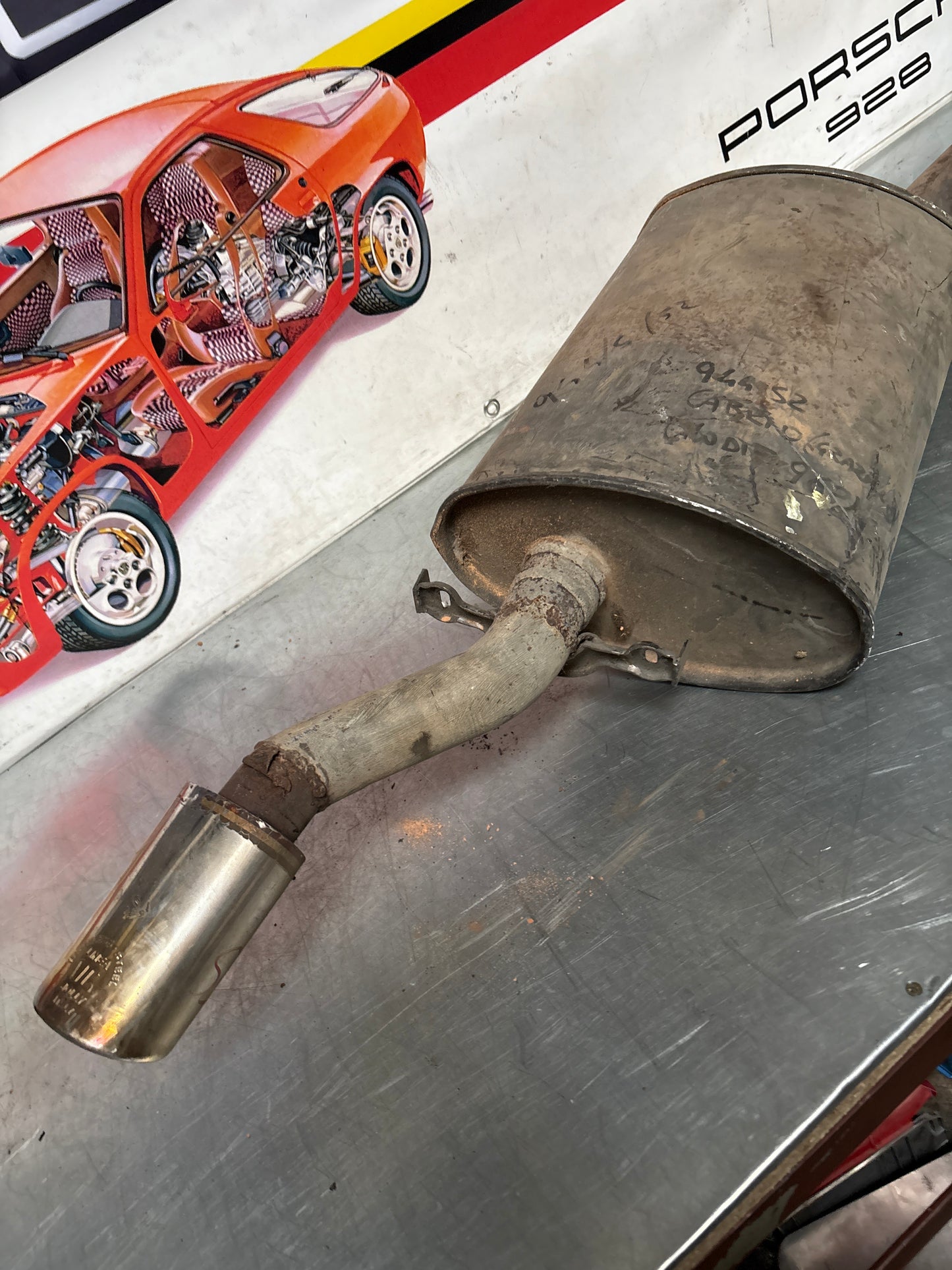 Porsche 944 S S2 genuine exhaust system rear muffler, used 94411104103