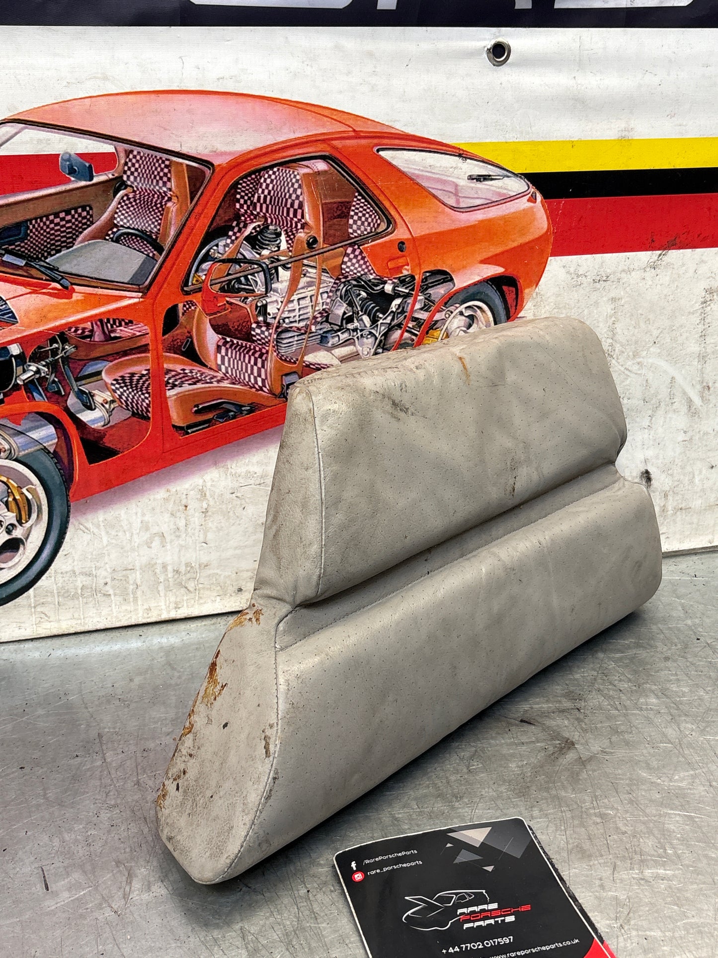 Porsche 928 rear right seat cushion, grey, leather, used 92852206051