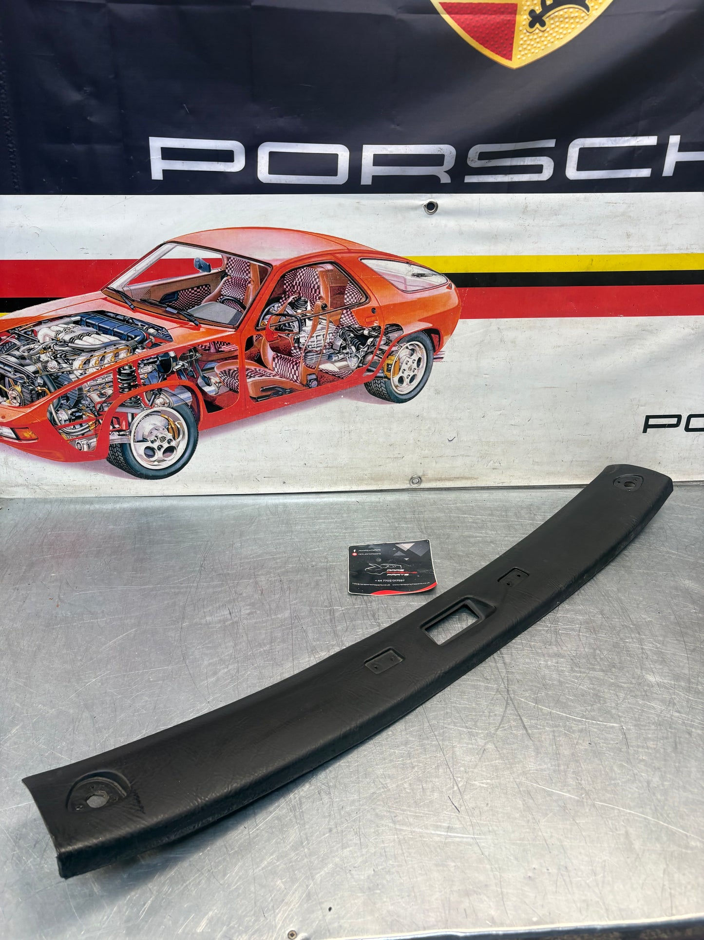 Porsche 924 944 -85.5 front roof / sun visor trim, black 477867511, used