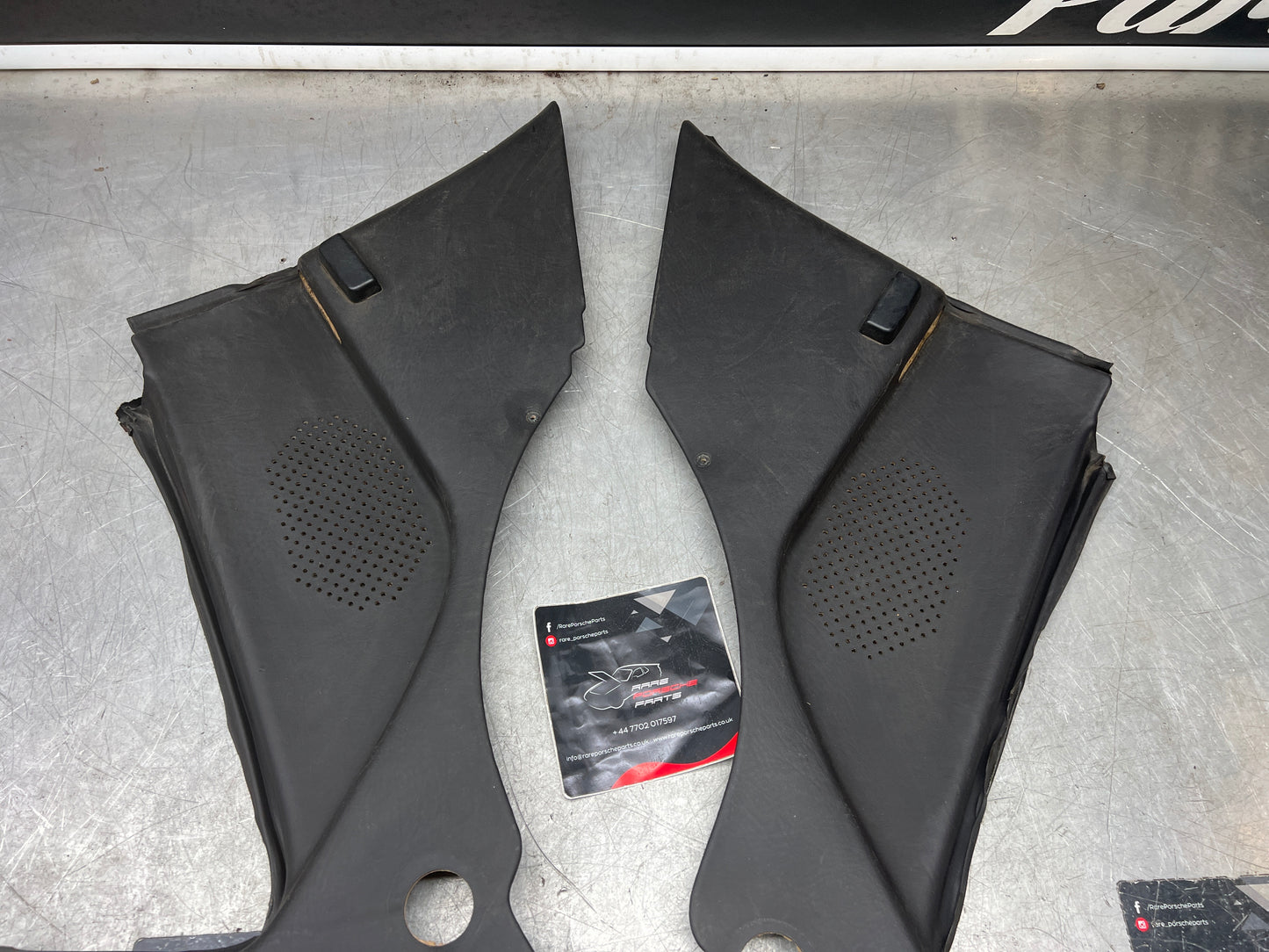 Porsche 944 black rear interior C Post trims/cards. Quarter panel trim used 944555021 944555022
