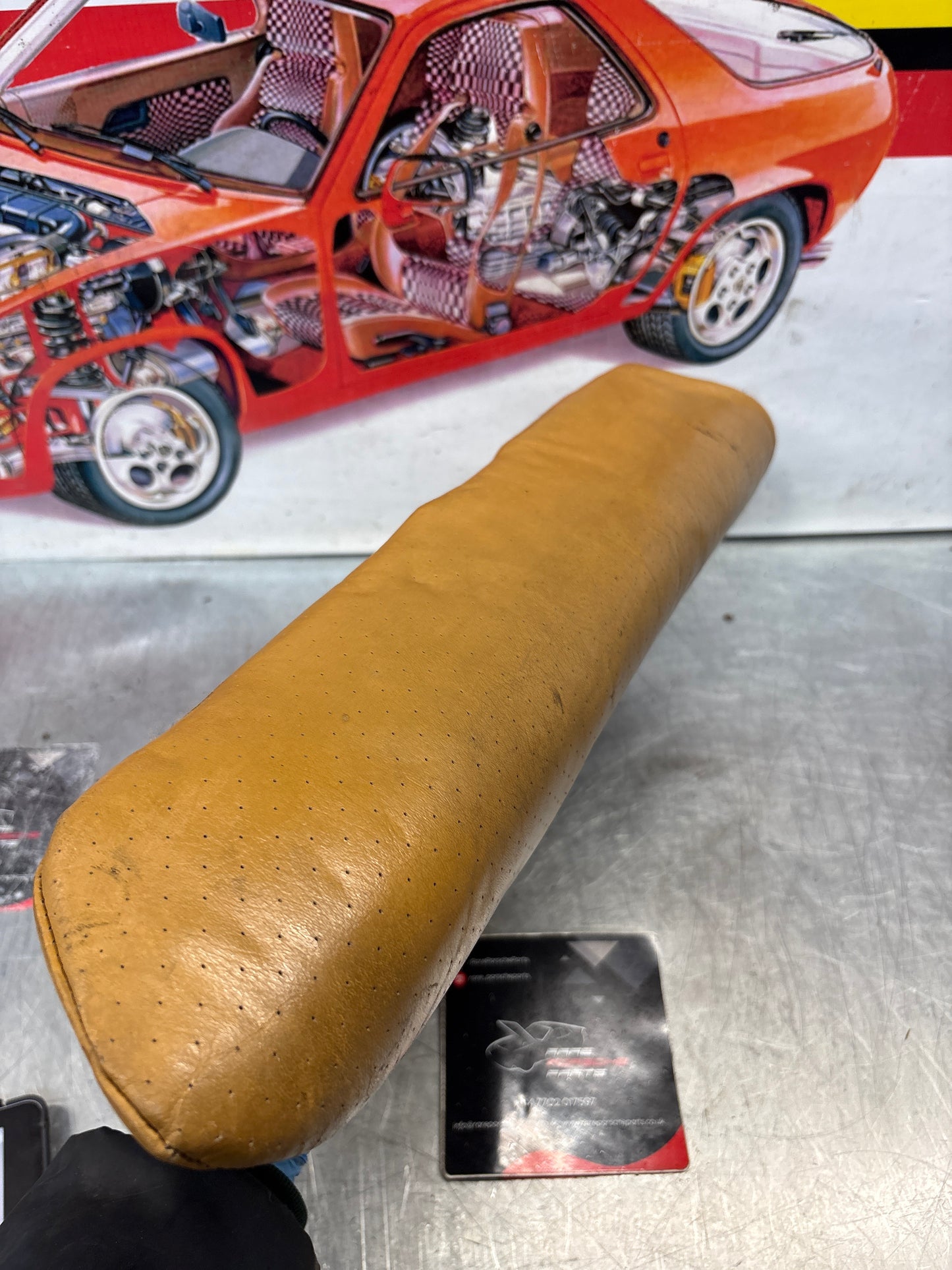 Porsche 928 rear left seat cushion, beige, leather, used 92852205951