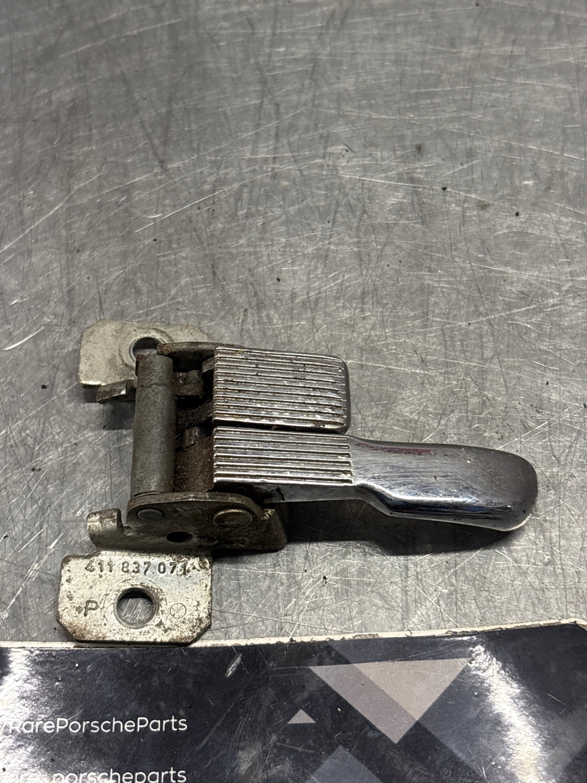 Porsche 914 left side inner door handle, used 411837071
