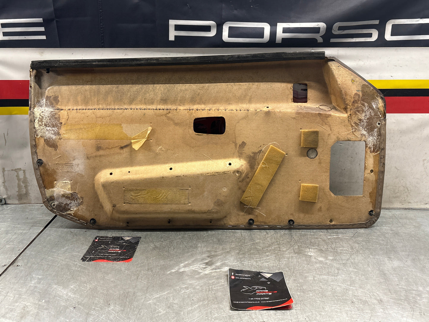 Porsche 924 brown/beige electric window door card, right, off side 477867012 used