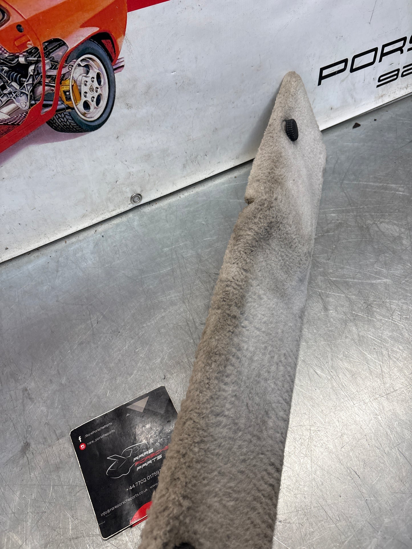 Porsche 928 white carpeted Tool kit panel cover, used 92855118106