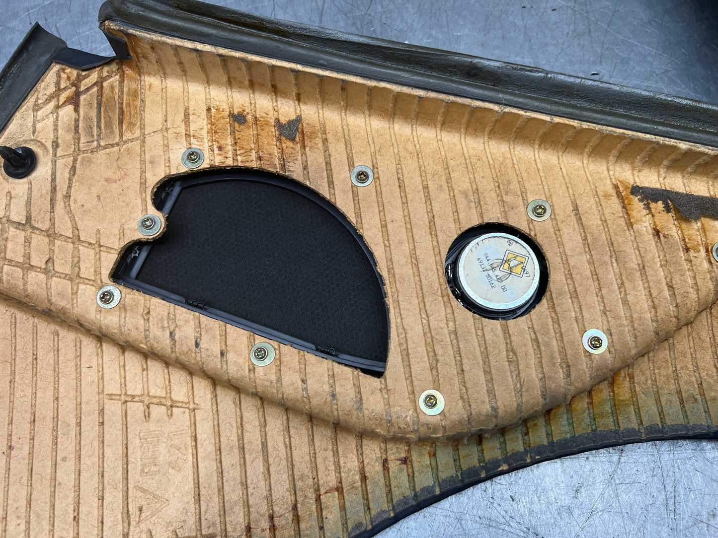 Porsche 944 Left Rear Quarter Trim Card, blue  - used 944555021 M490 sound pack