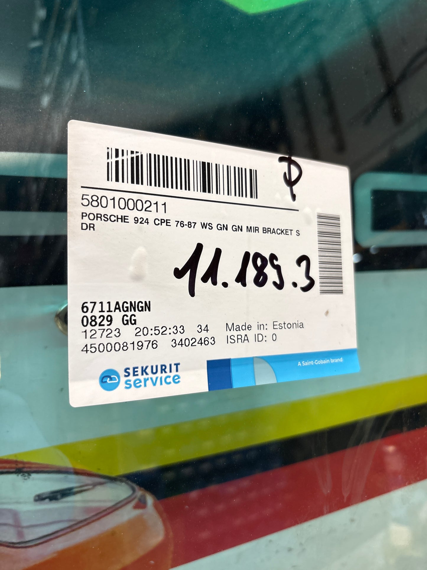 Porsche 924 / 944 early front windscreen 477845011F, new