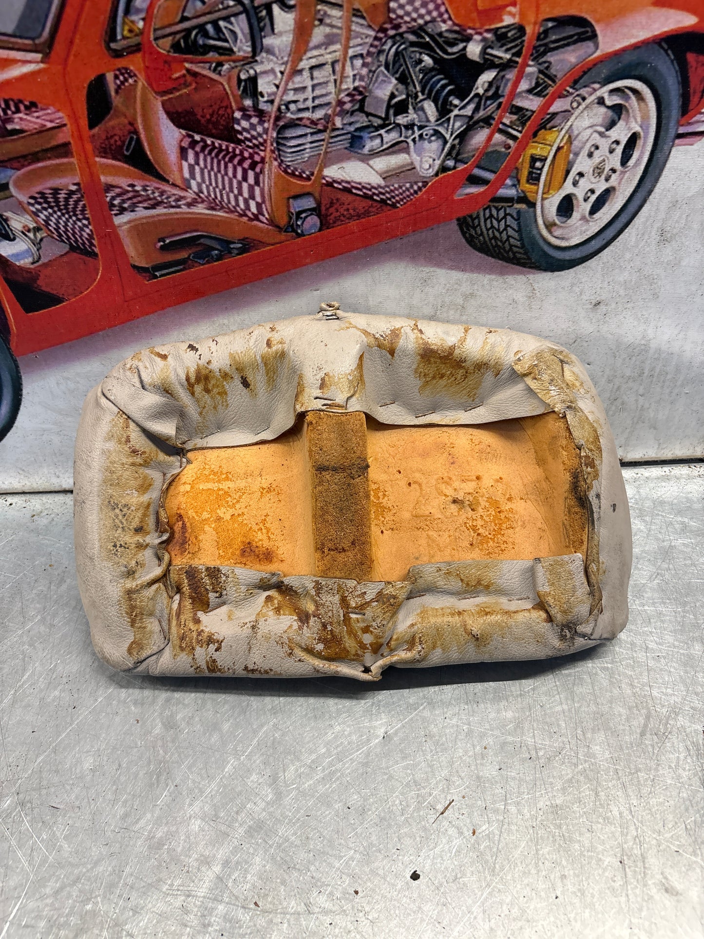 Porsche 928 rear left seat centre cushion,grey, leather, used 92852208751