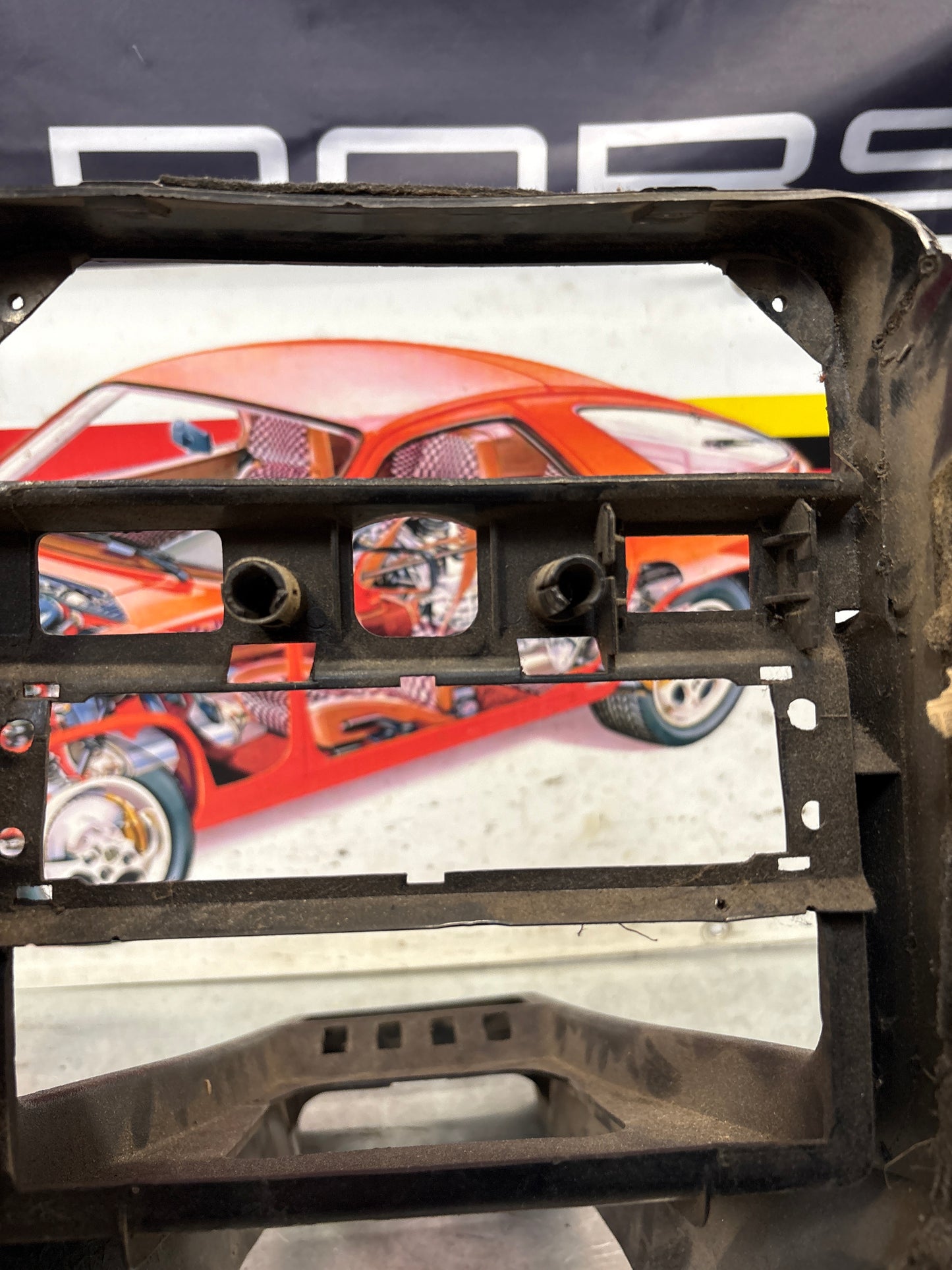 Porsche 924 centre console black, no switch holes 477857951  used