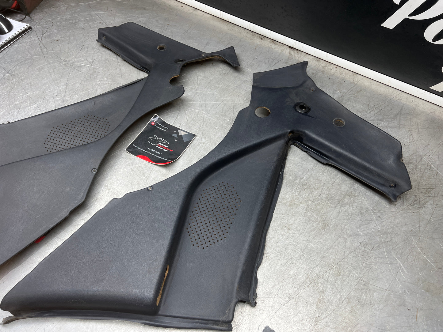 Porsche 944 blue rear interior C Post trims/cards. Quarter panel trim used really good condition 944555021 944555022