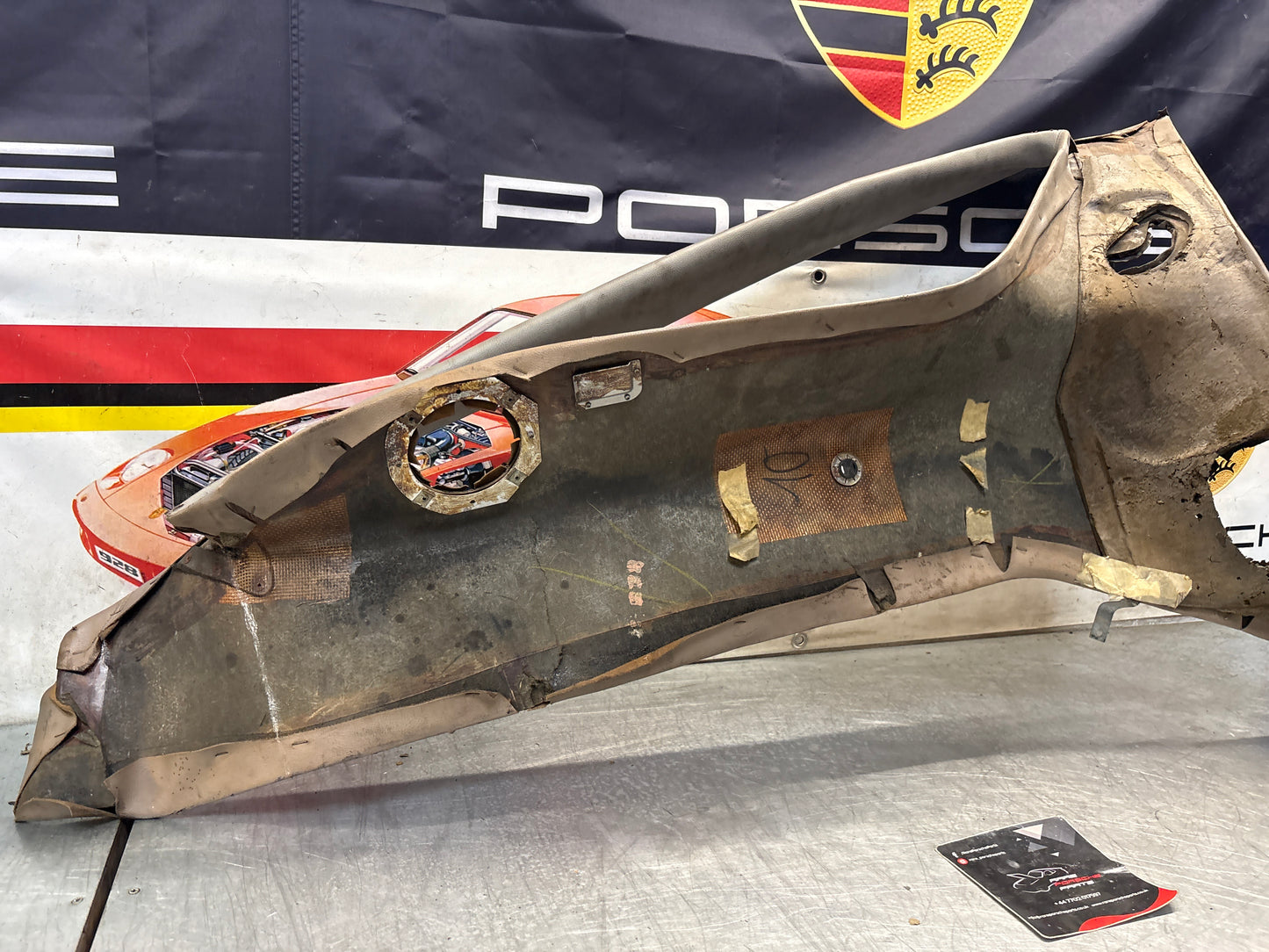 Porsche 928 right side lower side trim panel, grey used 92855502257