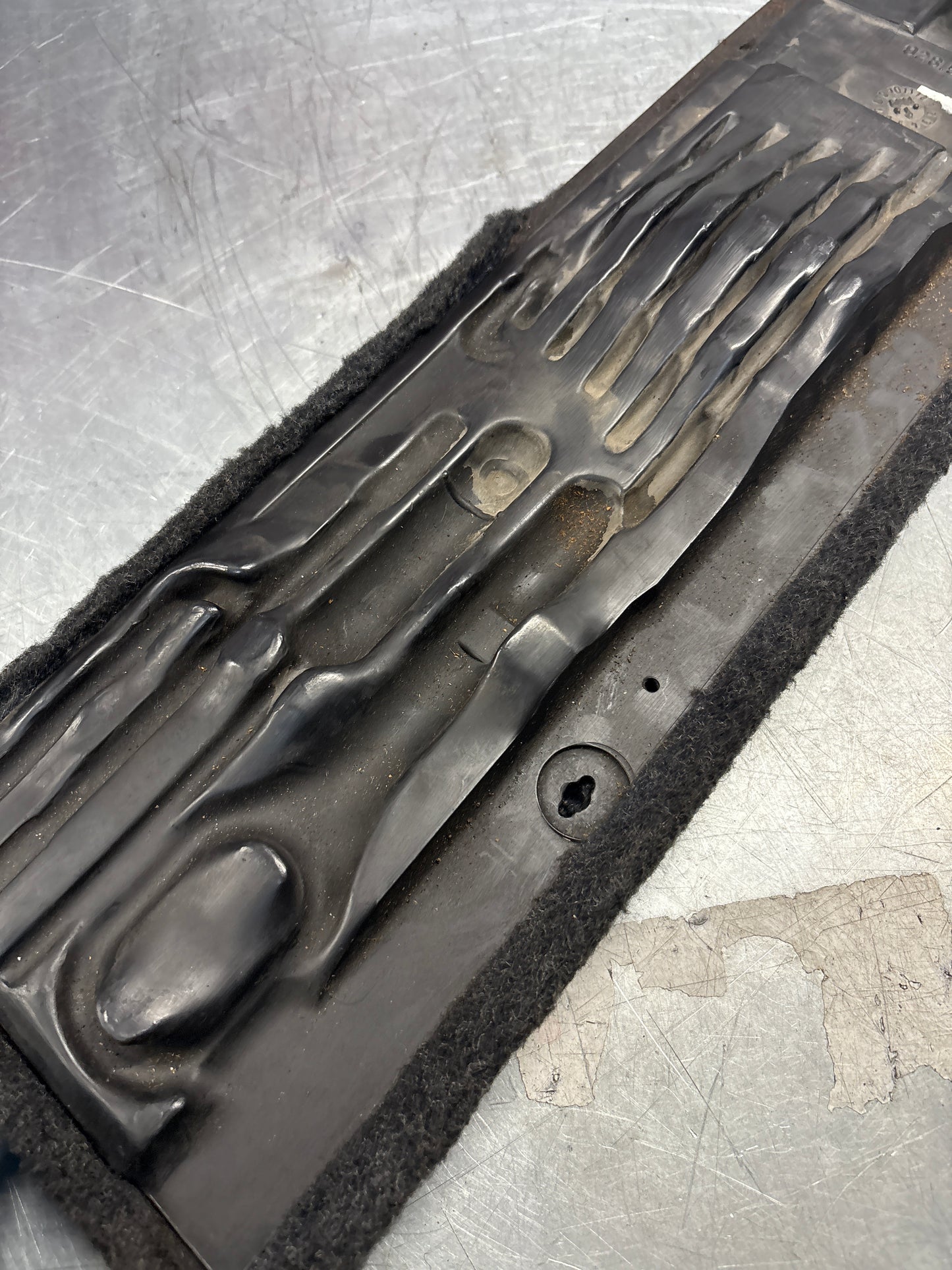 Porsche 928 blue carpeted Tool kit panel cover, used 92855118106