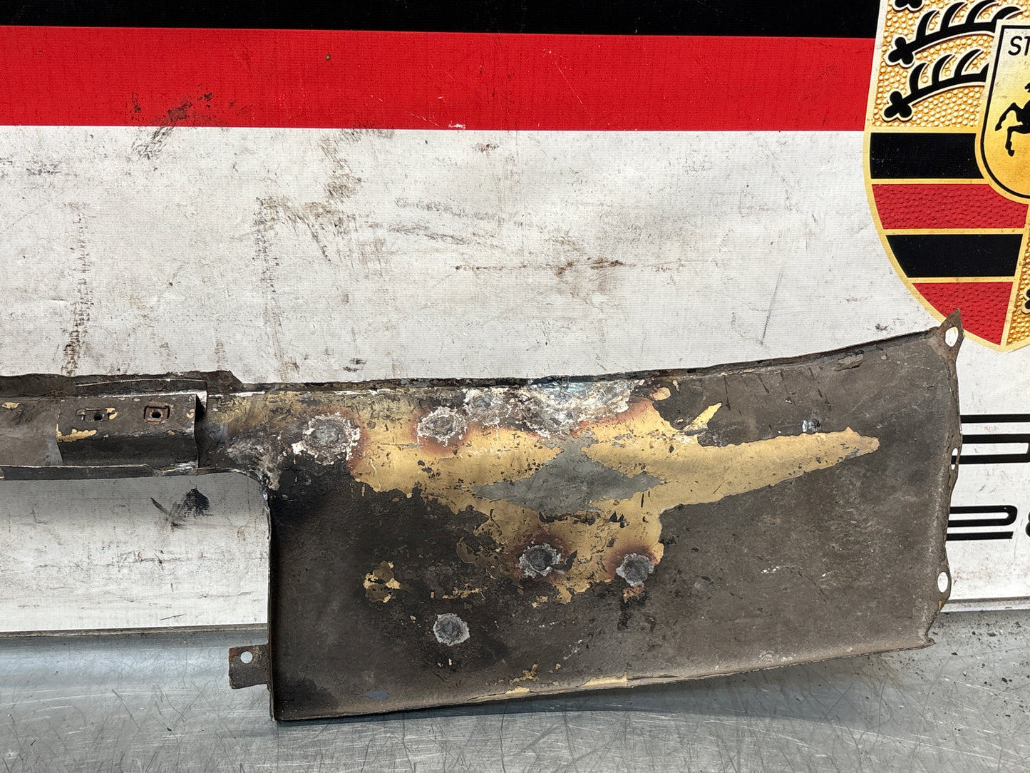 Porsche 924 Lower front valance, used, 94450303501 slightly bent