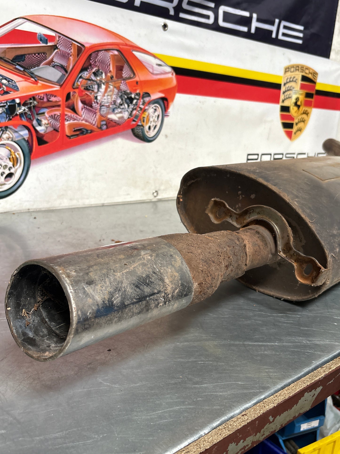 Porsche 944 S S2 genuine exhaust system rear muffler, used 94411104103