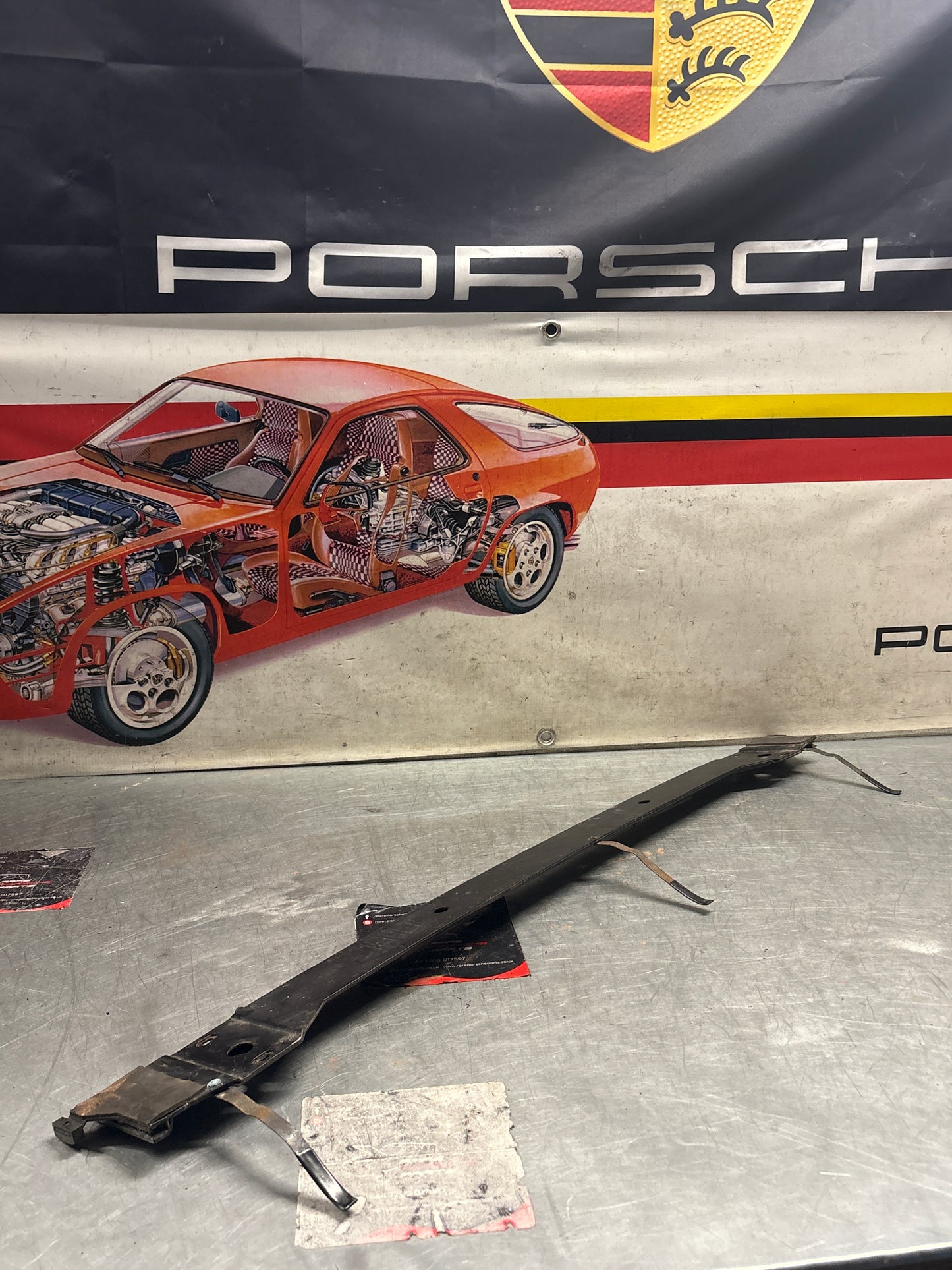 Porsche 928 S4 sunroof guide with slider, and guide shoe used 92856406140 / 92856426702 / 92856426803