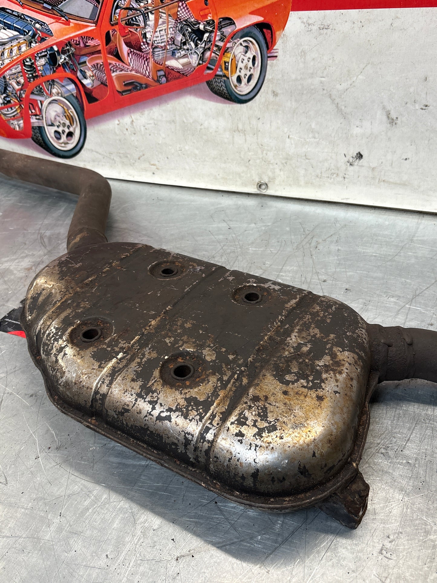 Porsche 928 Left side silencer, used 92811109301