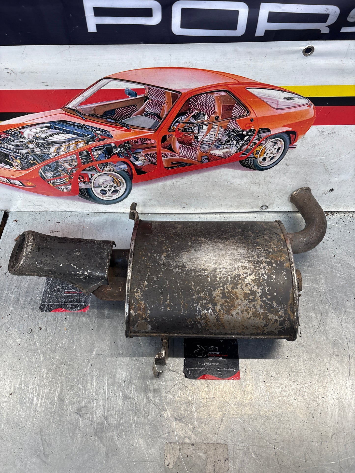 Porsche 928 rear exhaust box, used 92811109701