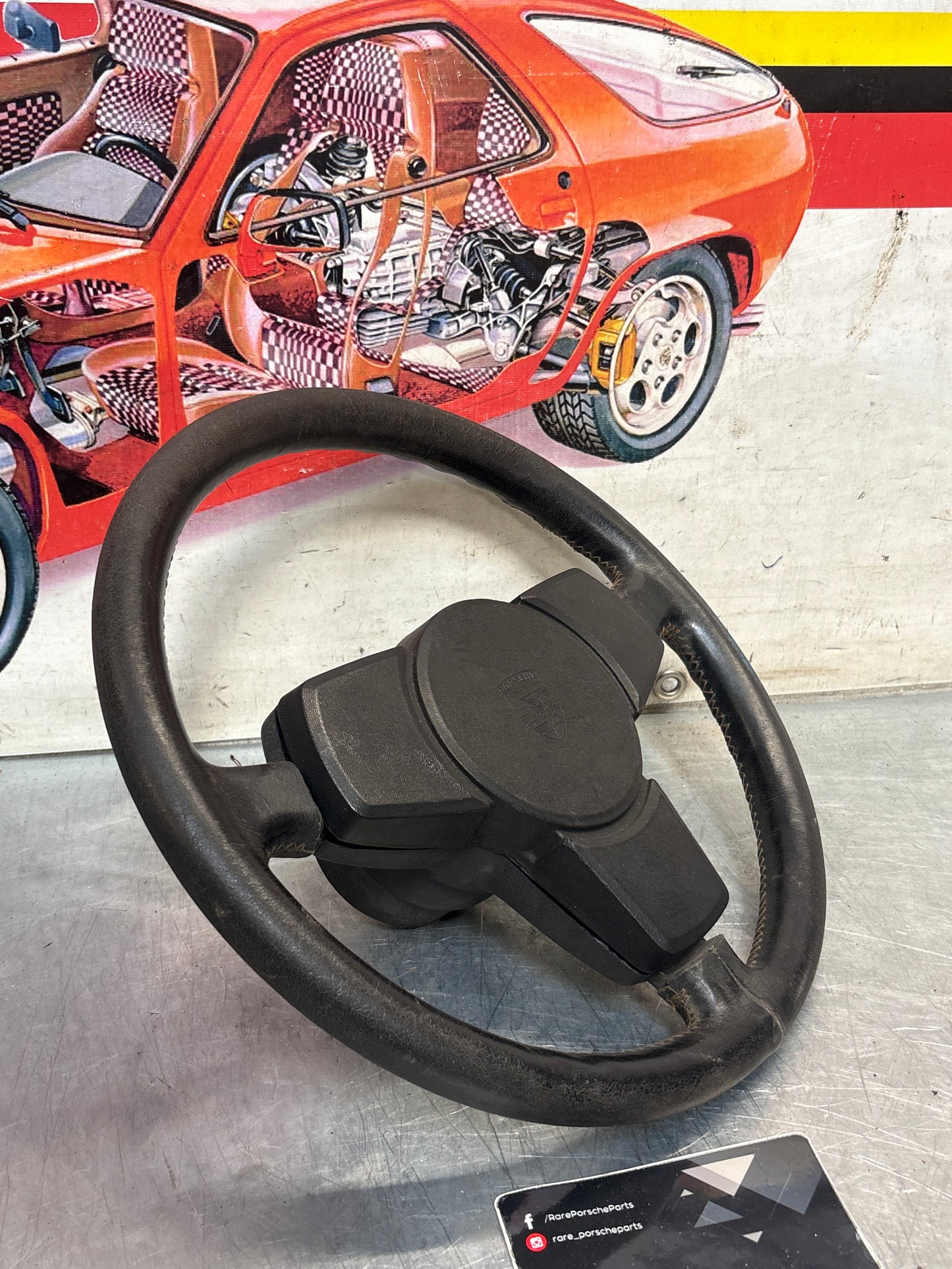 Porsche 924/944 3 Spoke Steering Wheel, black, used