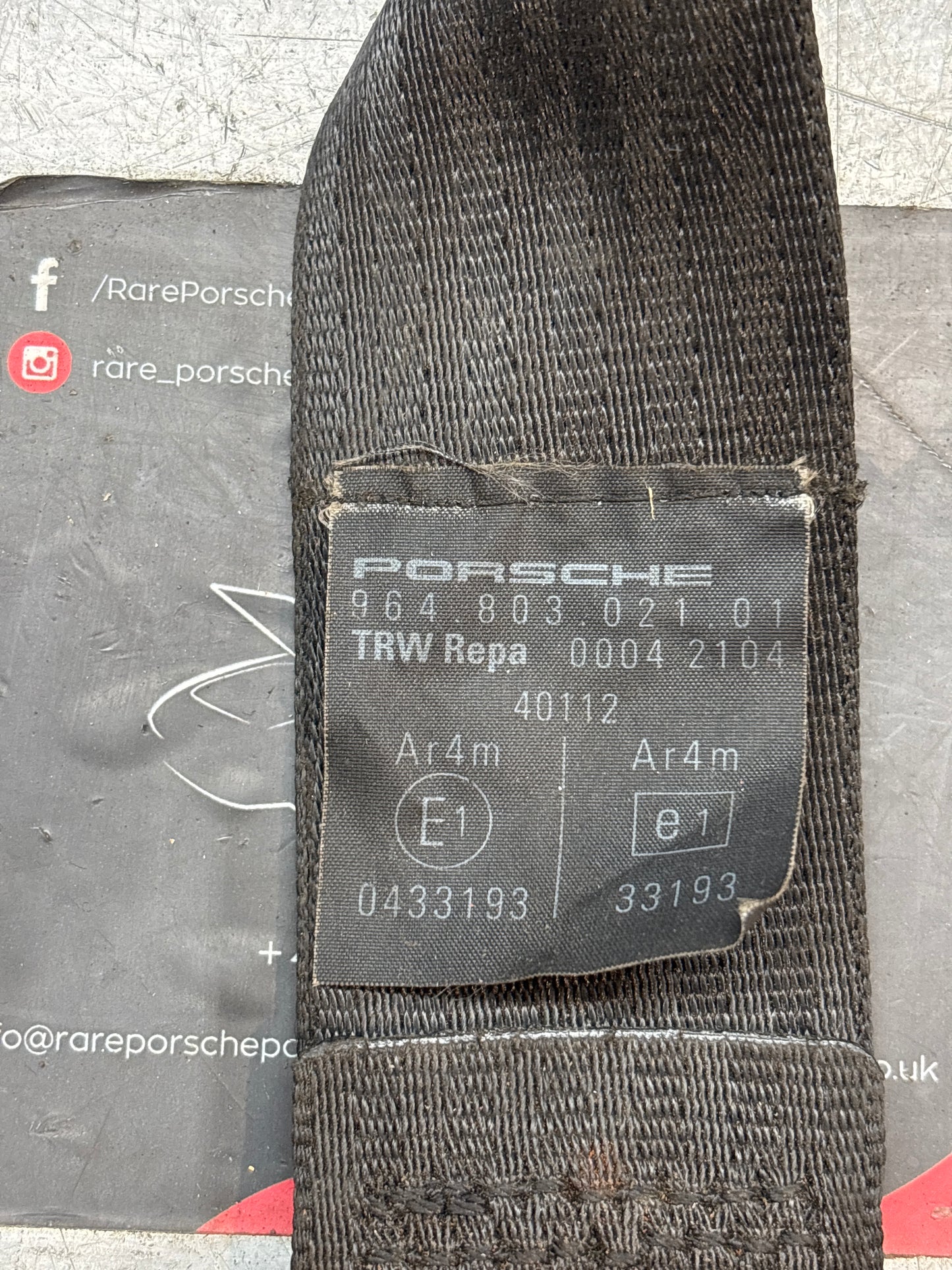 Porsche 911 964 rear left N/S seat belt, used, 96480302101
