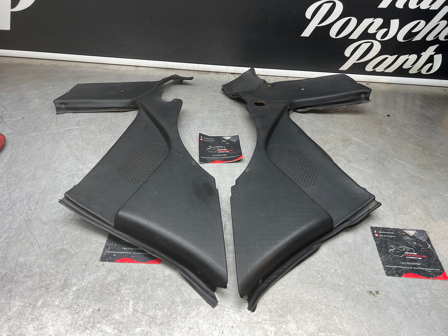 Porsche 944 black rear interior C Post trims/cards. Quarter panel trim used 944555021 944555022