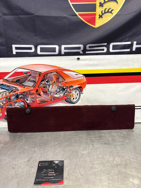 Porsche 928 burgundy carpeted Tool kit panel cover, used 92855118105