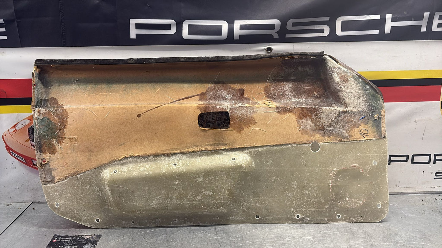 Porsche 924 / 944 early right manual Used door card, black, 477867012 no fabric!, Porsche scripted