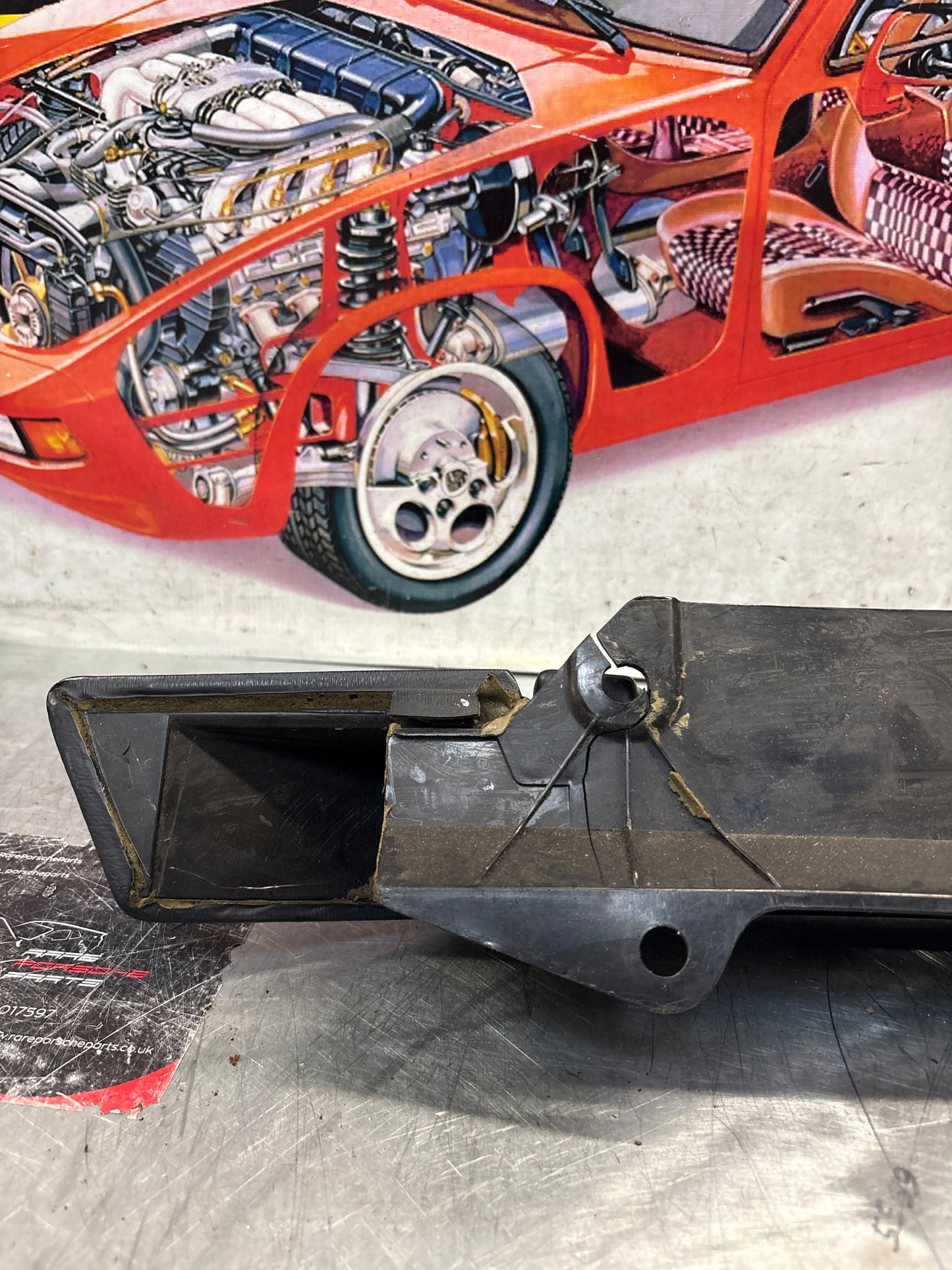 Porsche 928 black door armrest, right, off side, 92855510203, used