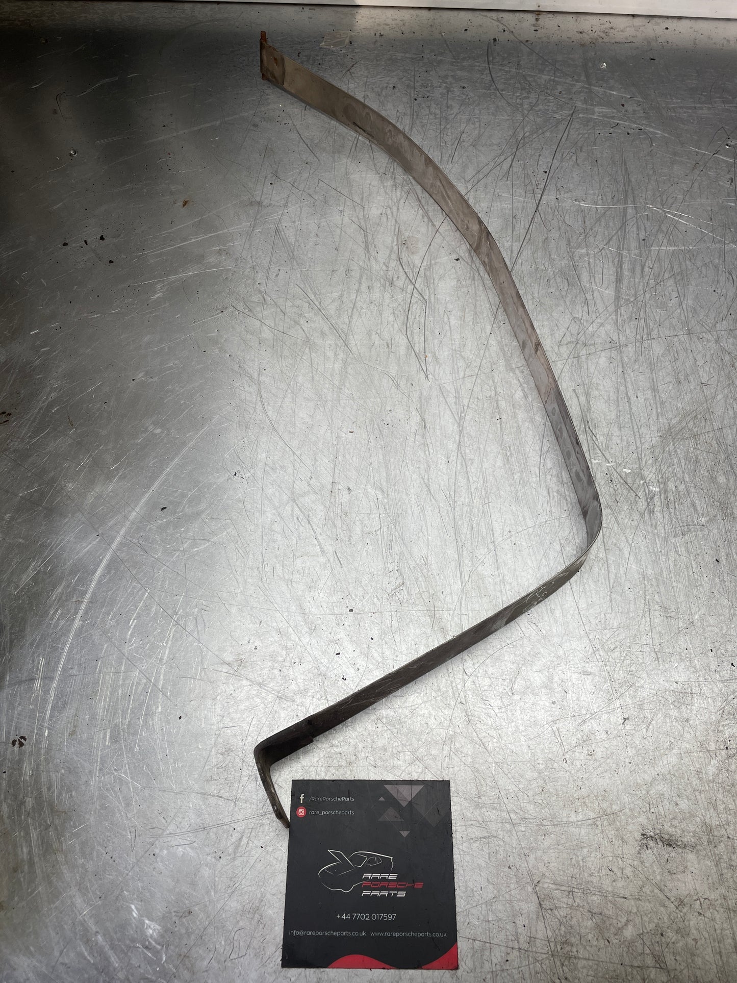 Porsche 944 fuel tank restraining strap, right used 95120131201 aftermarket, stainless steel