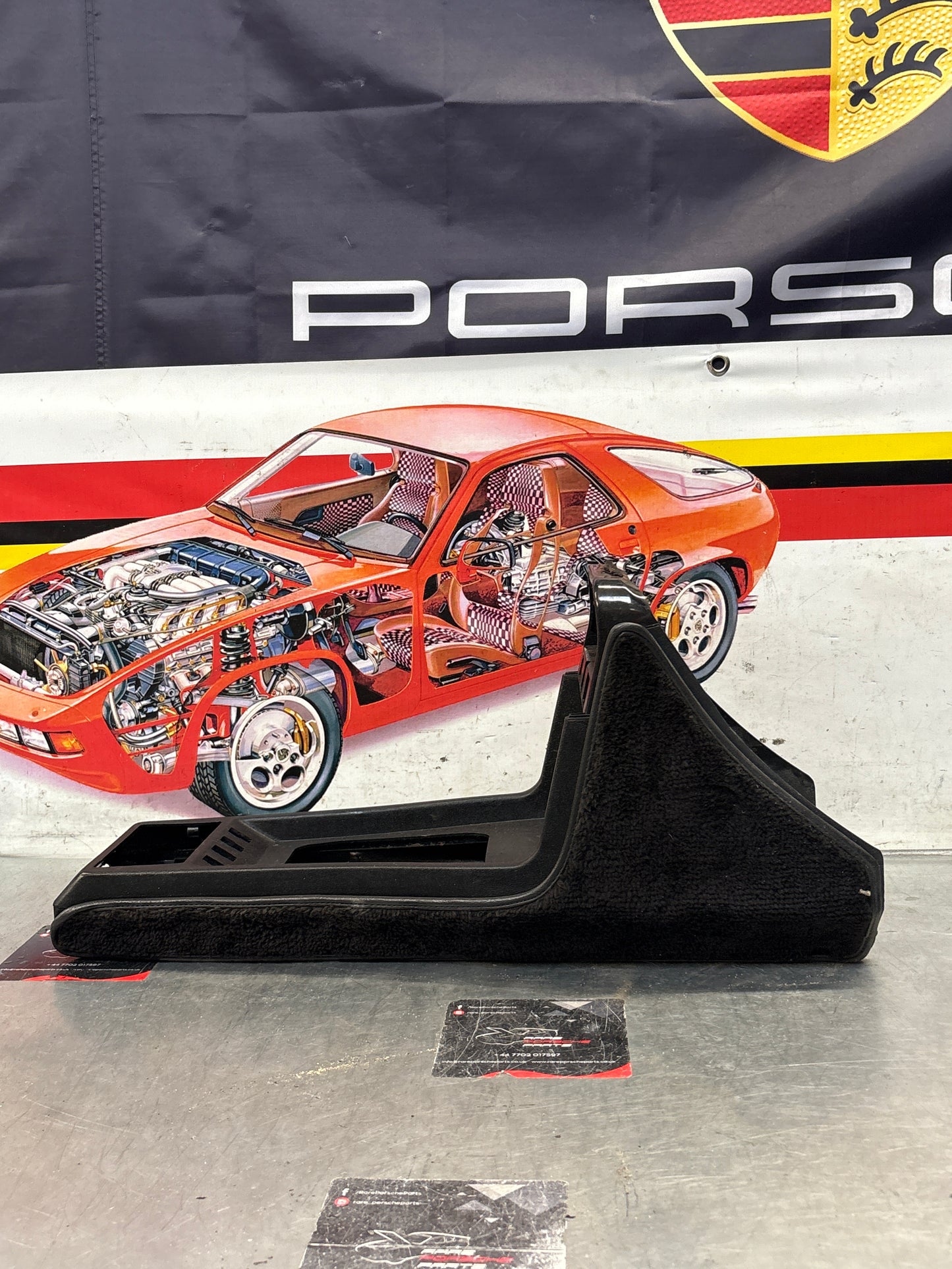 Porsche 924 centre console black, no switch holes 477857951  used