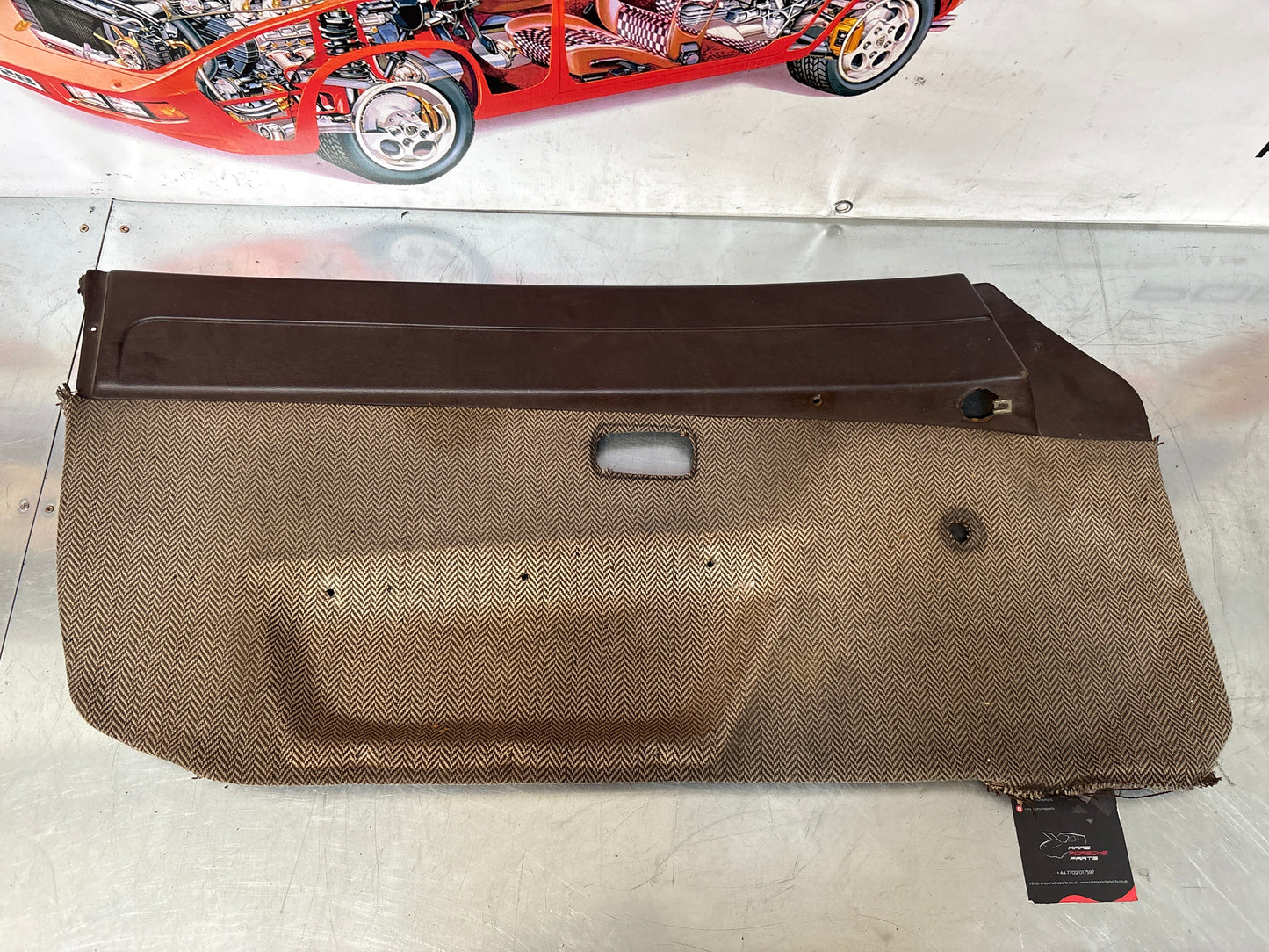 Porsche 924 944 manual door card, left, brown 477867011 spares or repair, please study the photos