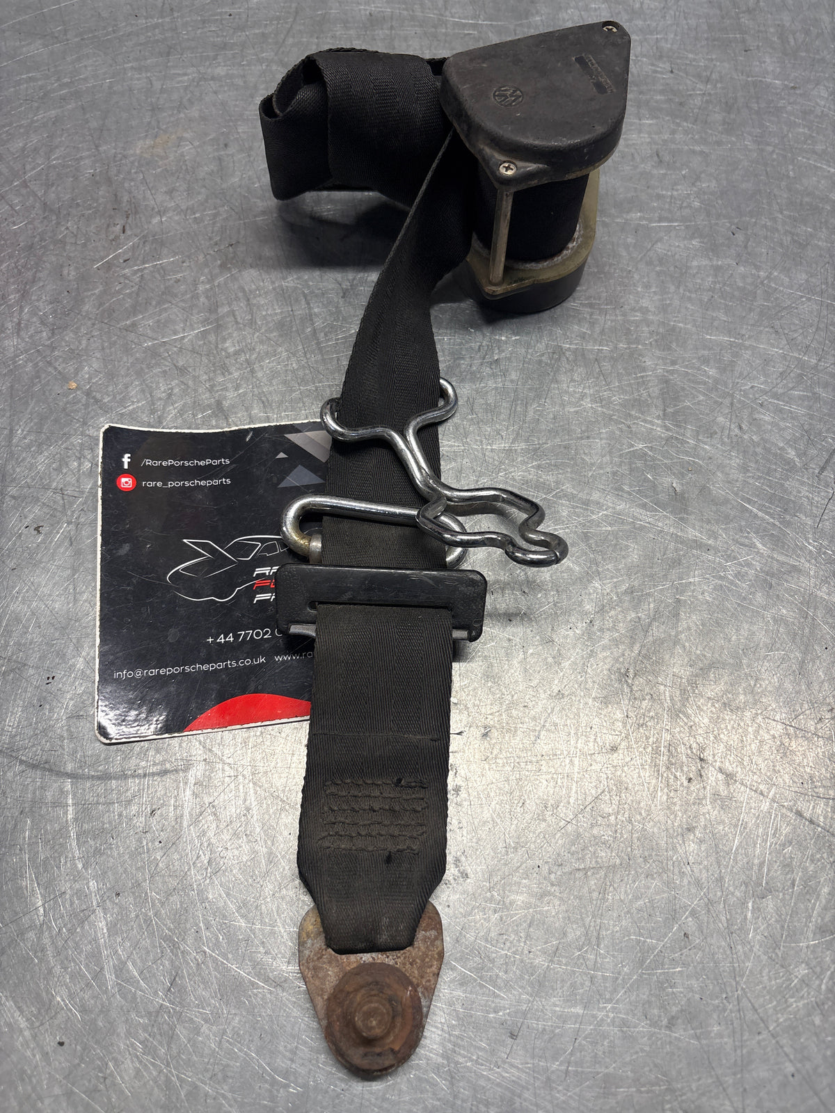 Porsche 914 left side seat belt, used 91480318110
