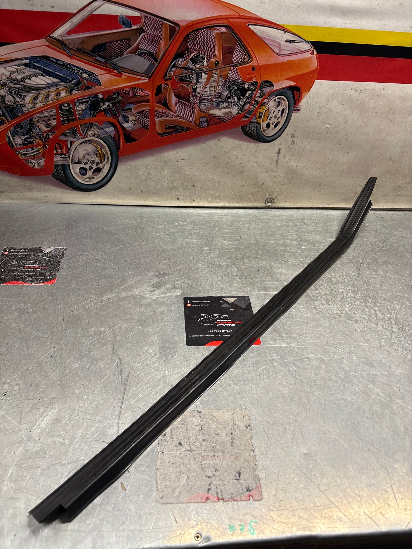 Porsche early 924/944 left sill trim, used 477853657A