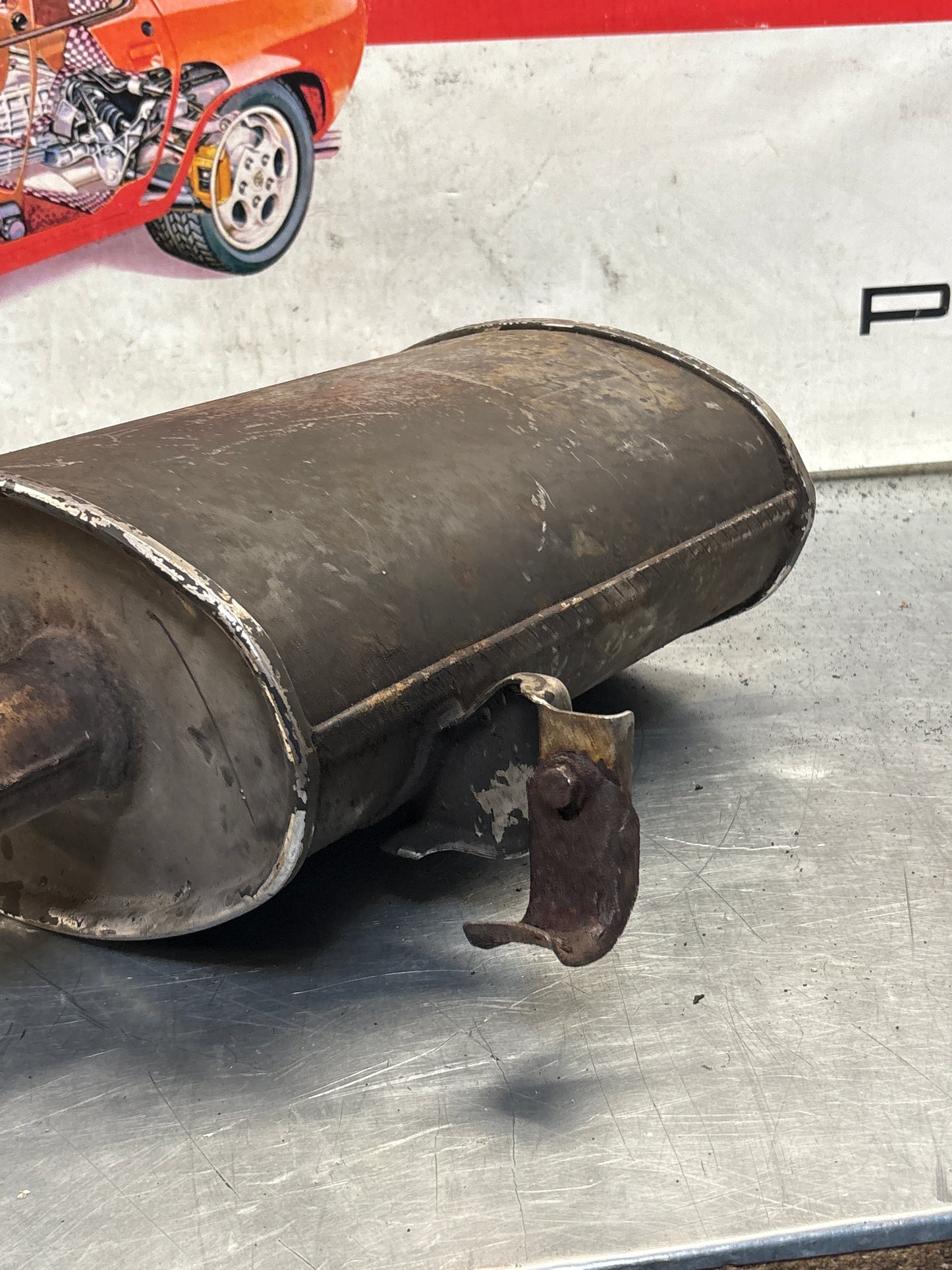 Porsche 928 rear exhaust box, used 92811109701