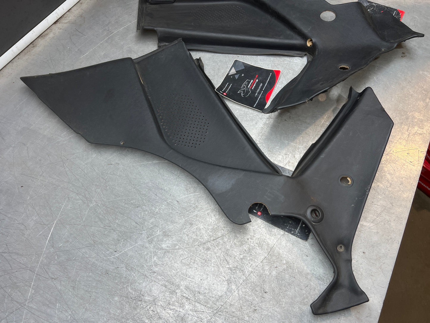 Porsche 944 black rear interior C Post trims/cards. Quarter panel trim used 944555021 944555022