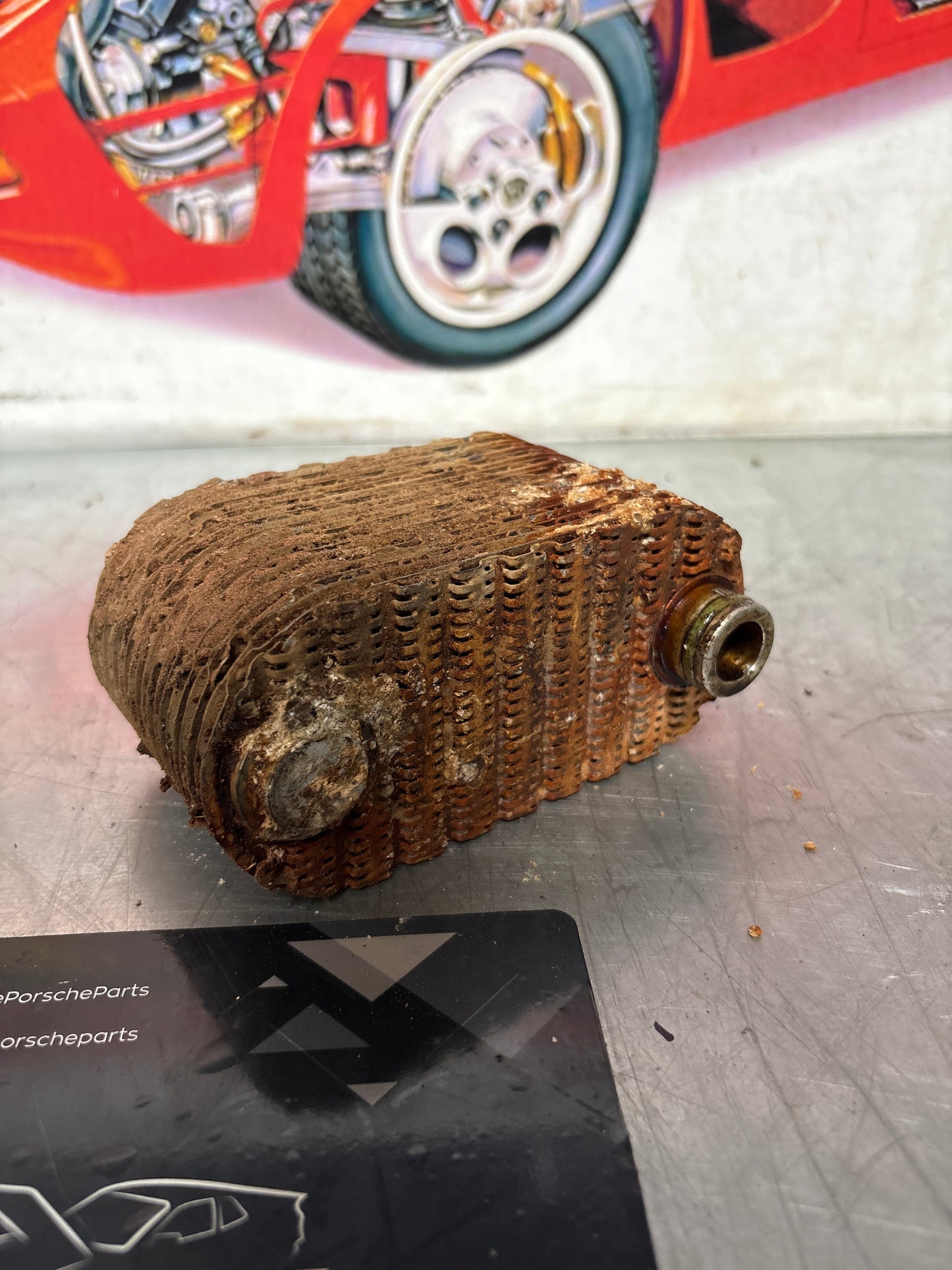 Porsche 924S 944 oil-water radiator, oil cooler, heat exchanger 94410716501 used