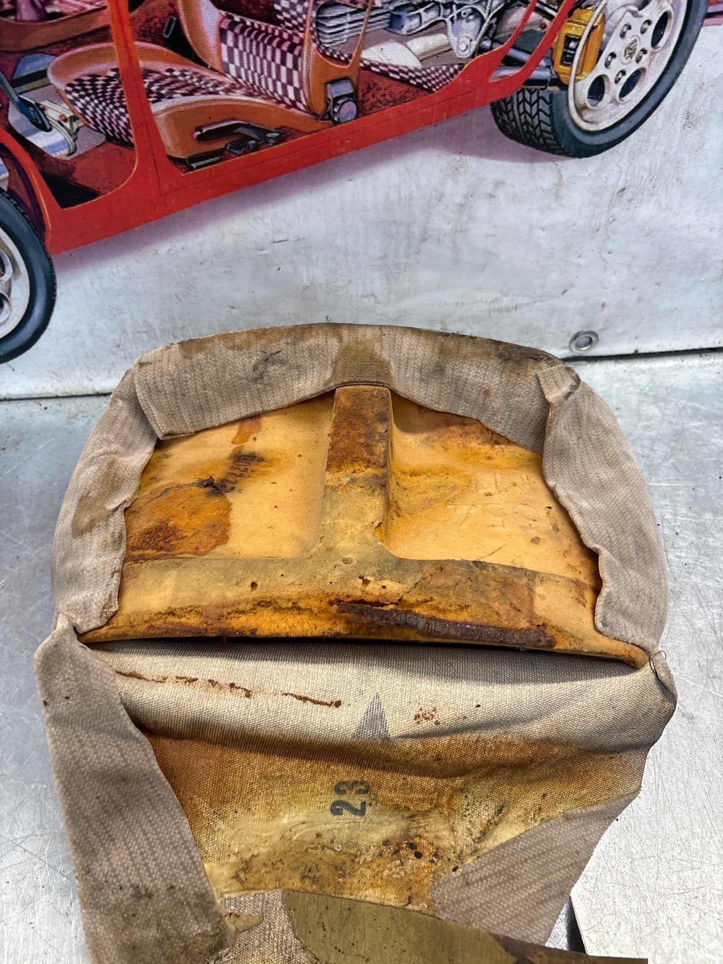 Porsche 928 rear left seat upper cushion, carpeted, white, used 92852204550